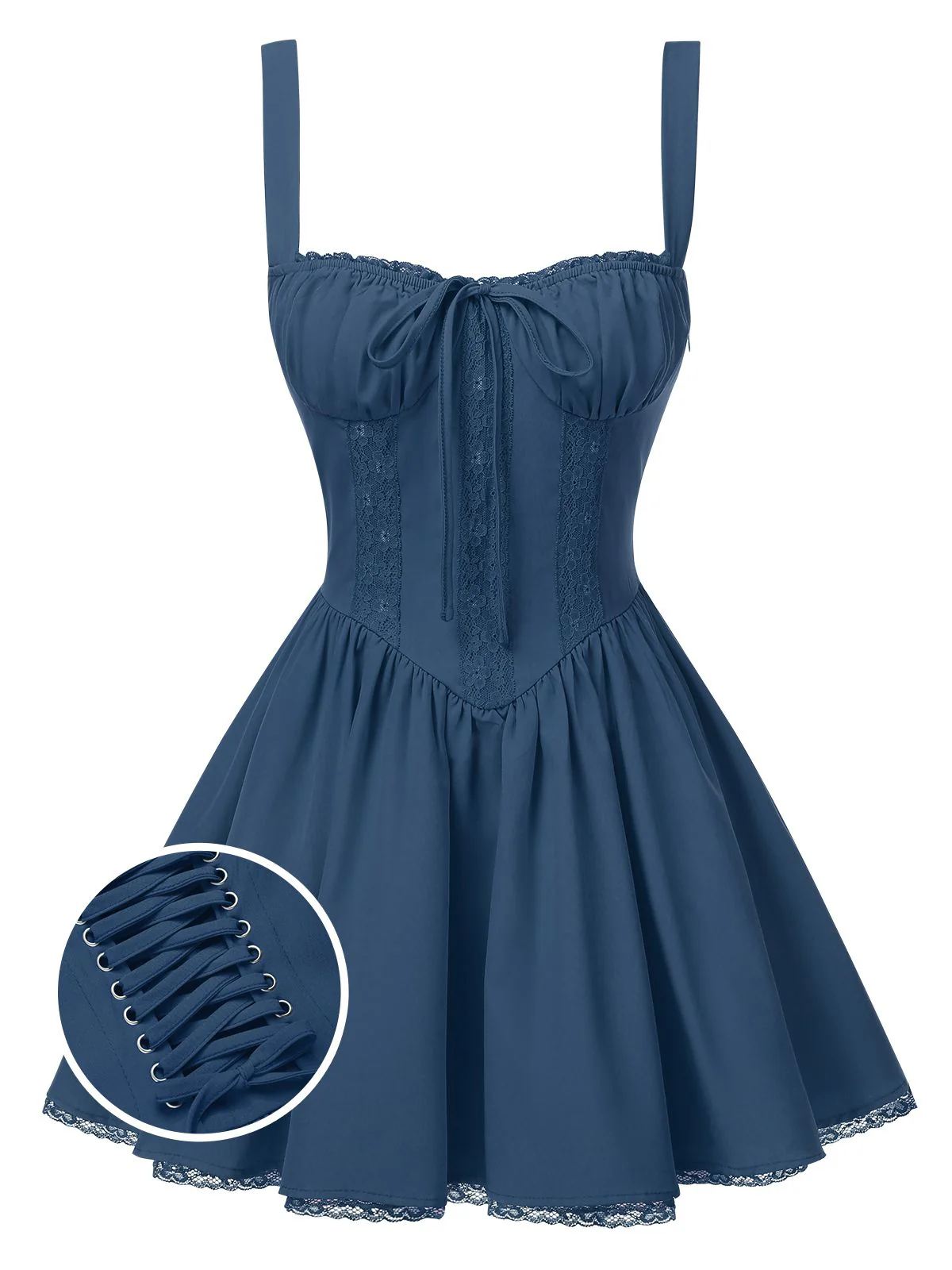 Robe corset unie à lacets des années 1950 - Image 5