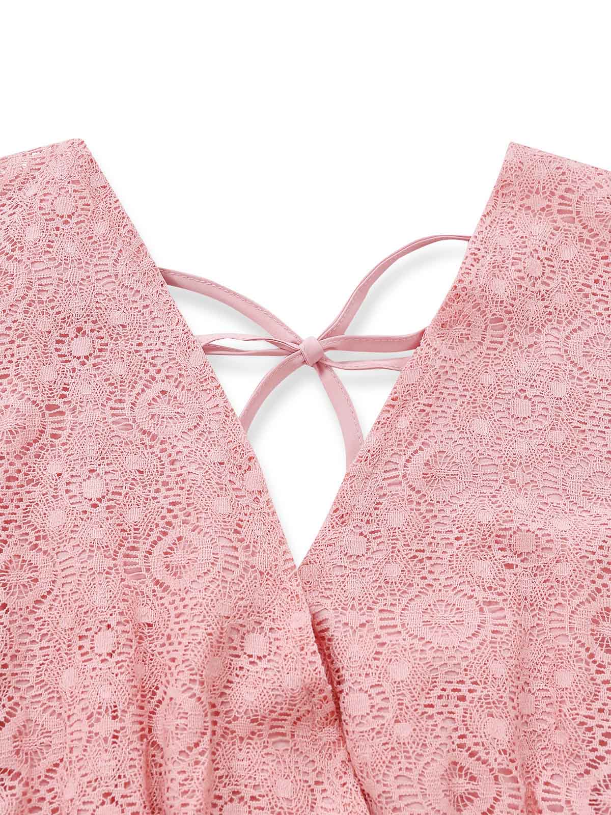 Robe Courte Bohème En Dentelle Beige Années 1970 - Image 11