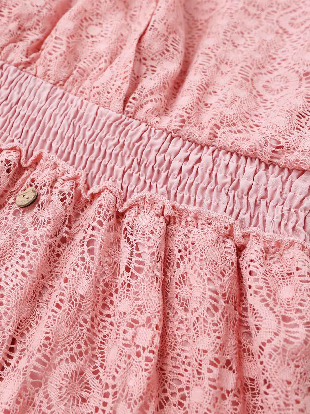 Robe Courte Bohème En Dentelle Beige Années 1970 - Image 13
