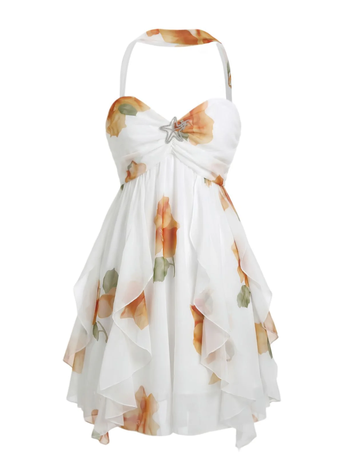 Robe courte jaune clair dos nu ourlet asymétrique années 1960 - Image 2