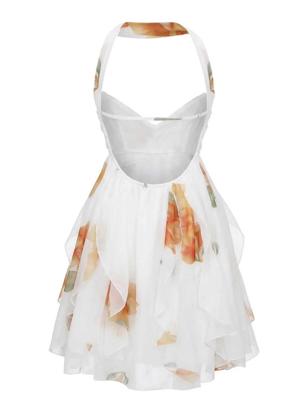 Robe courte jaune clair dos nu ourlet asymétrique années 1960 - Image 3