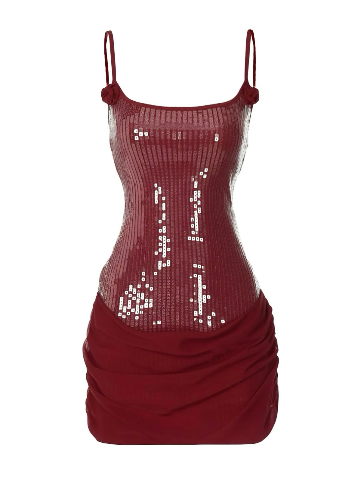 Robe courte patchwork à sequins unis années 1980 - Image 10