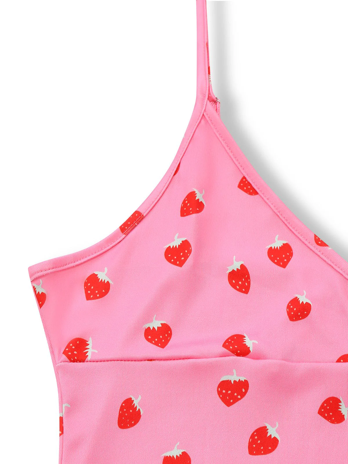 Robe courte rose à décolleté plongeant en V à motif fraise années 60 - Image 4