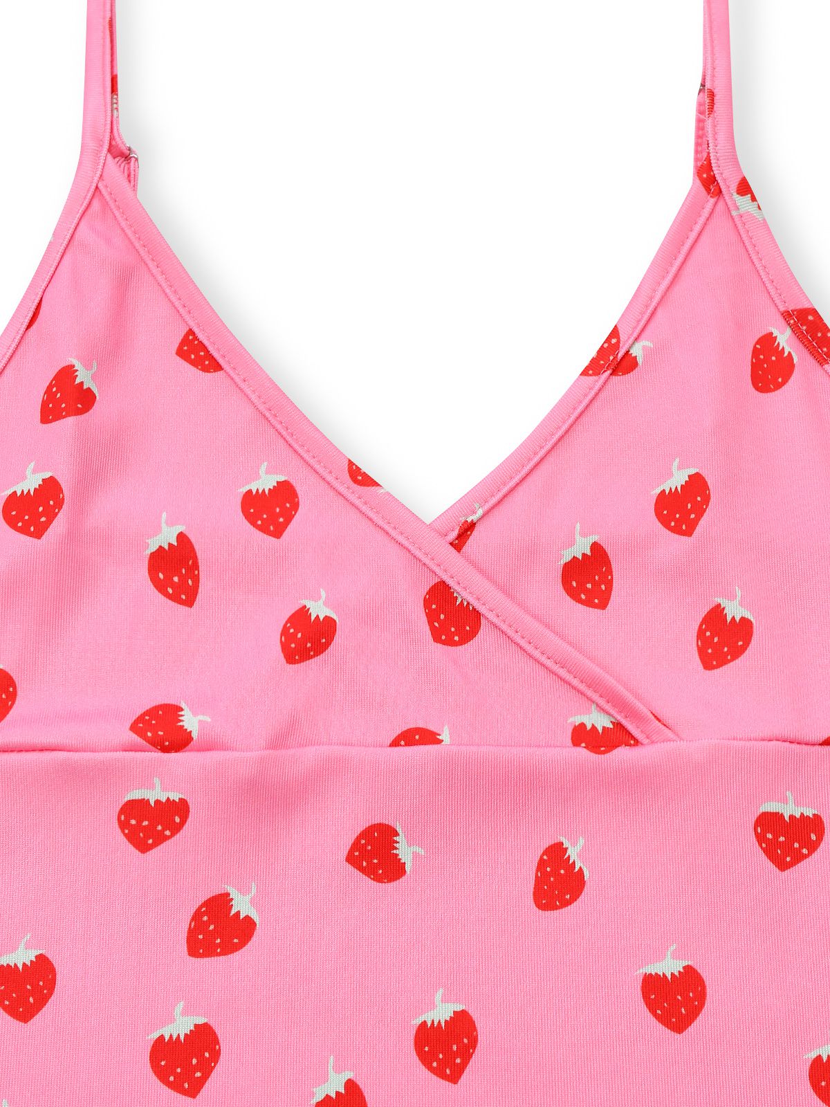 Robe courte rose à décolleté plongeant en V à motif fraise années 60 - Image 5