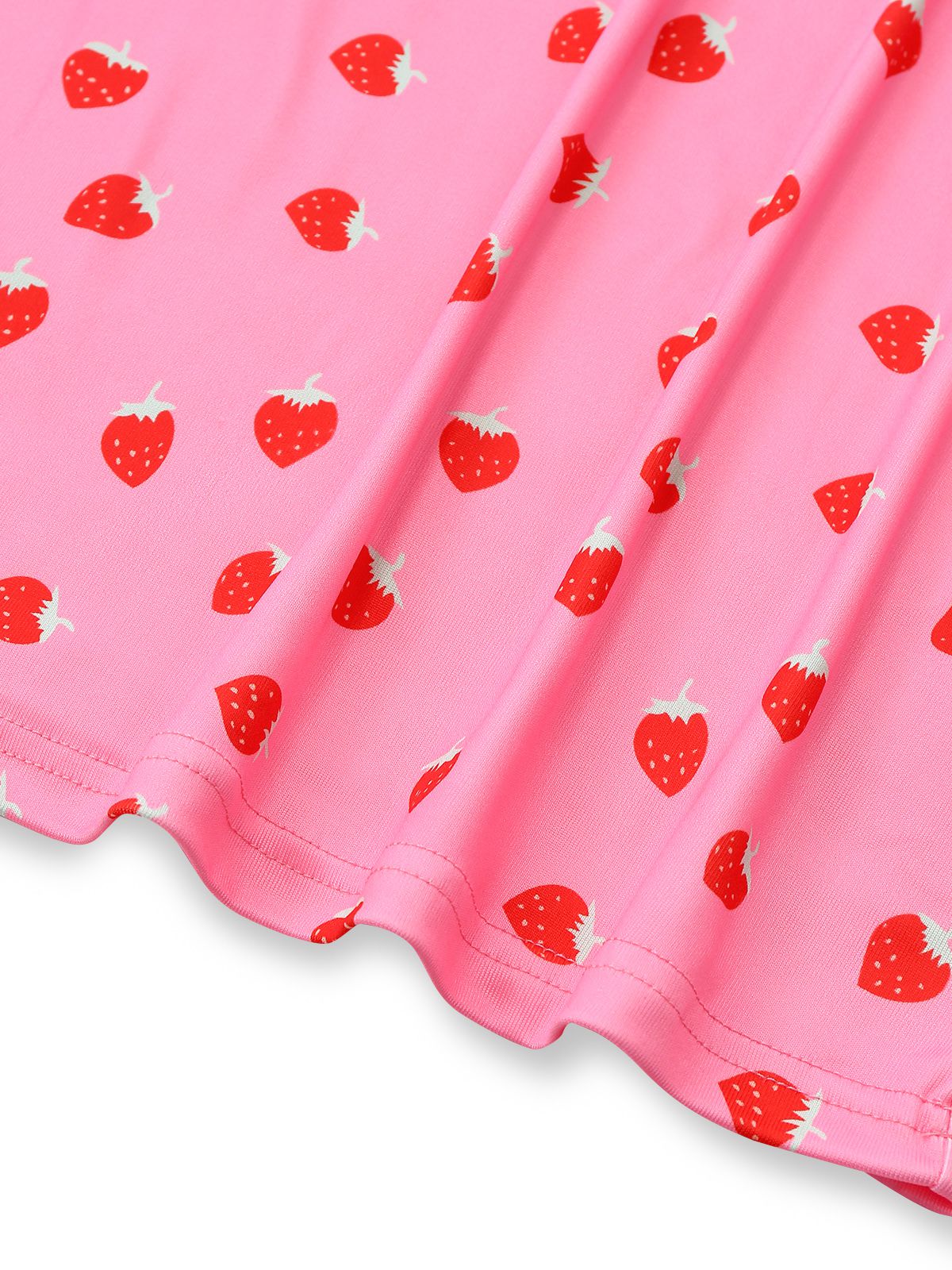 Robe courte rose à décolleté plongeant en V à motif fraise années 60 - Image 7