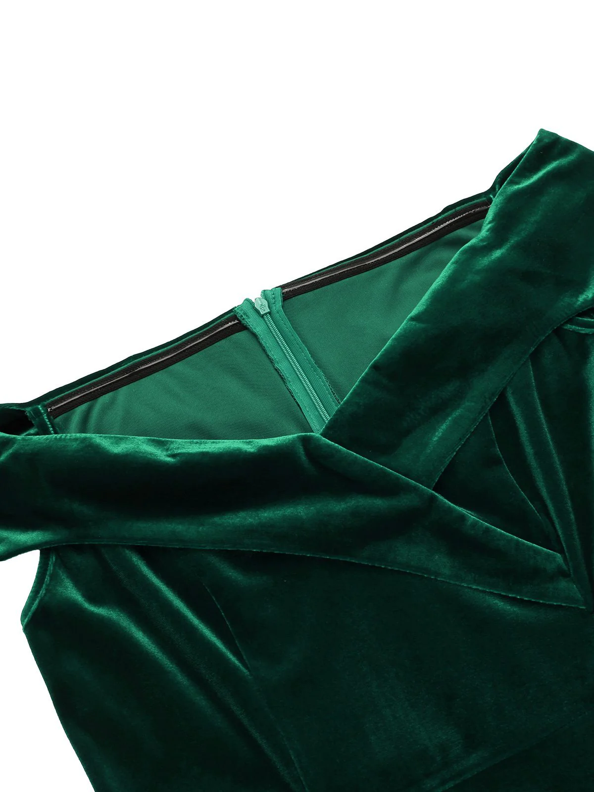 Robe Crayon Vintage Verte Année 60 Solide en Velours - Image 4