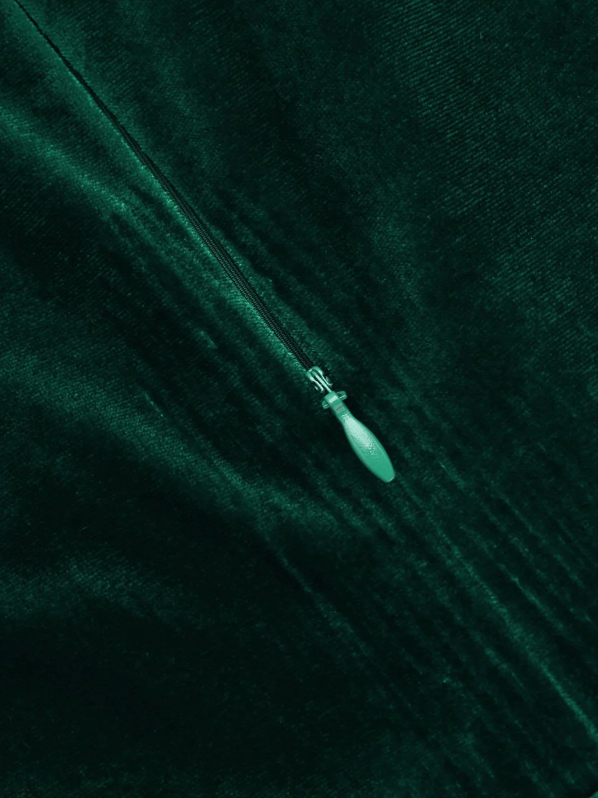 Robe Crayon Vintage Verte Année 60 Solide en Velours - Image 6