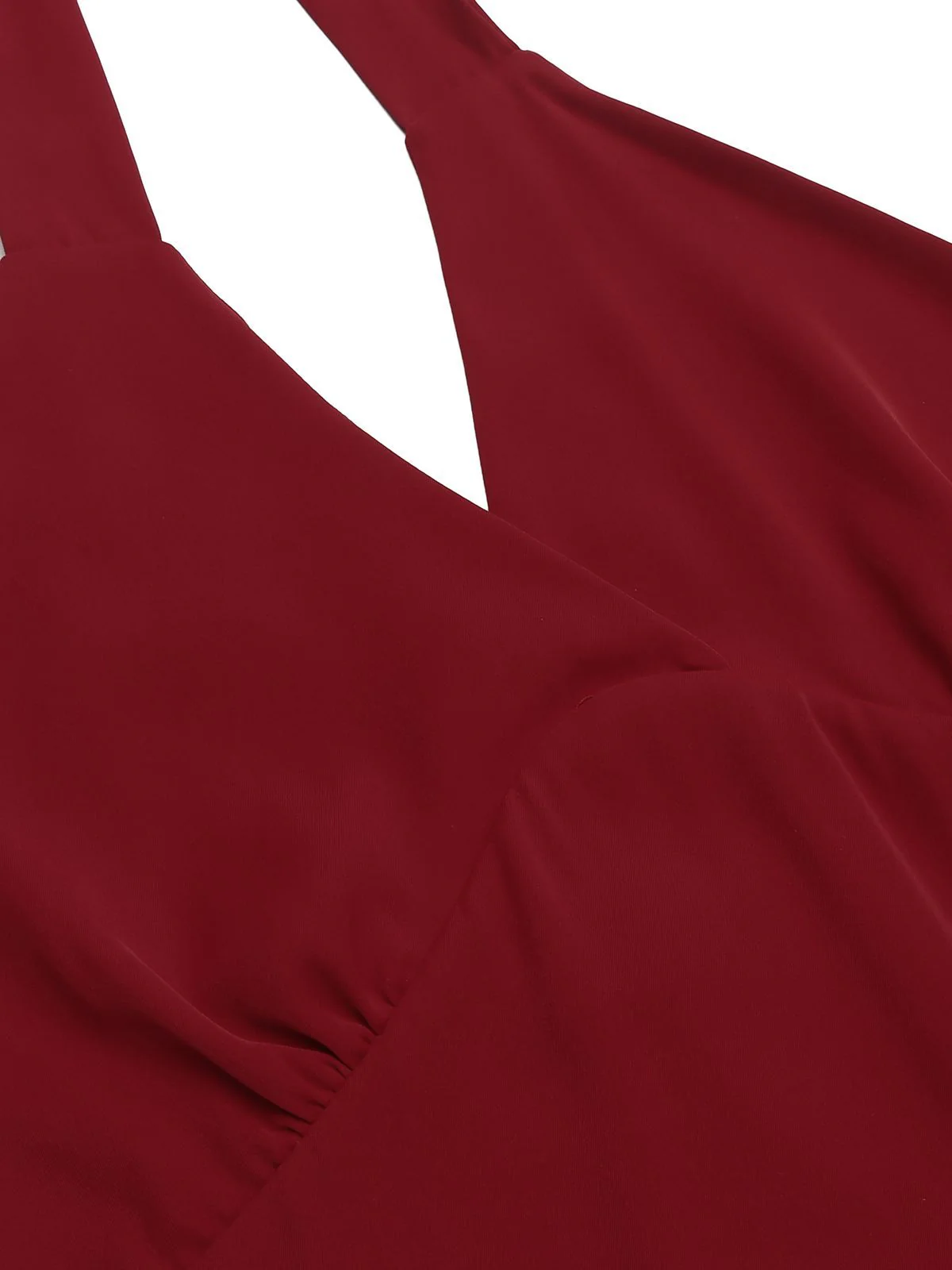 Robe Crayon Vintage Rouge Année 60 à Col Licou - Image 10