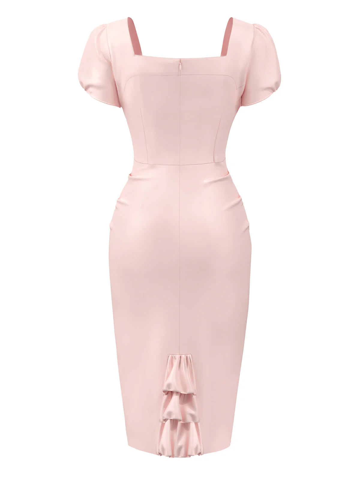 Robe crayon bouffante motif cœur rose pâle années 1960 - Image 4