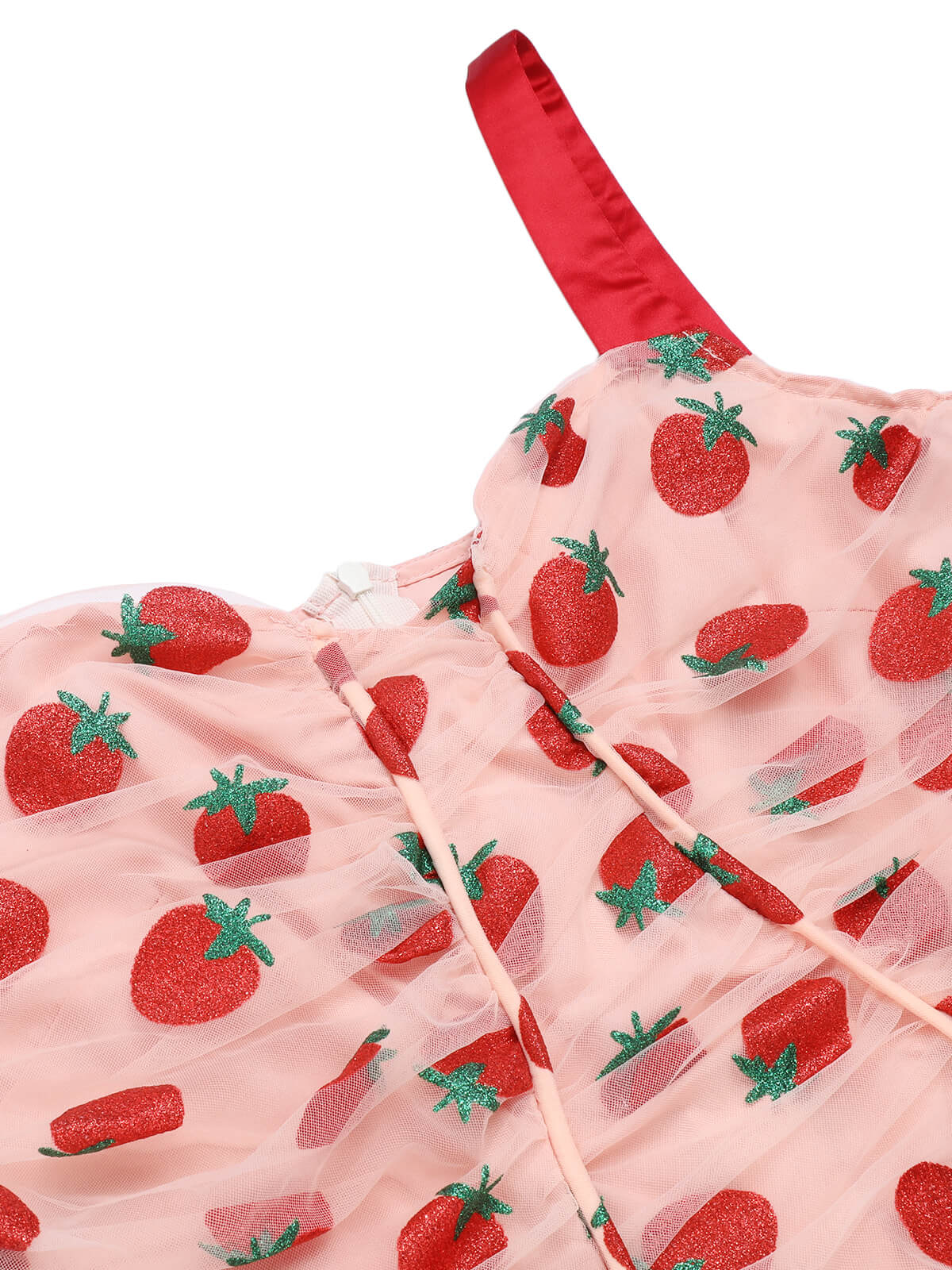 Robe crayon à bretelles aux fraises rose des années 1960 - Image 5