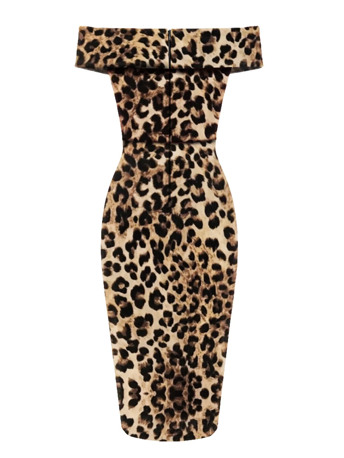 Robe Crayon Léopard à Épaules Dénudées Années 1960 - Image 3