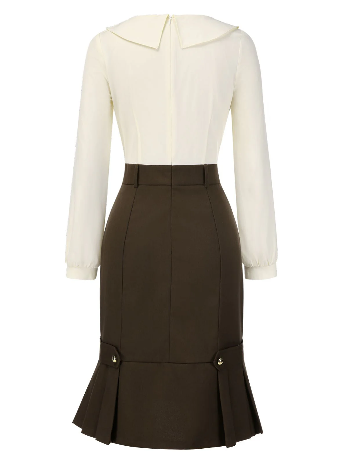 Robe crayon marron et col contrasté années 1960 - Image 5