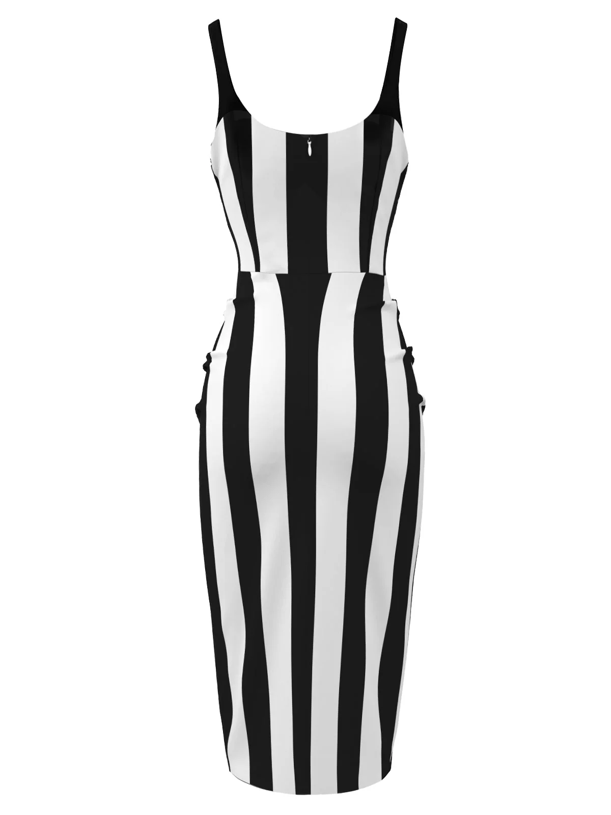 Robe crayon noire à bretelles à rayures verticales des années 1960 - Image 4