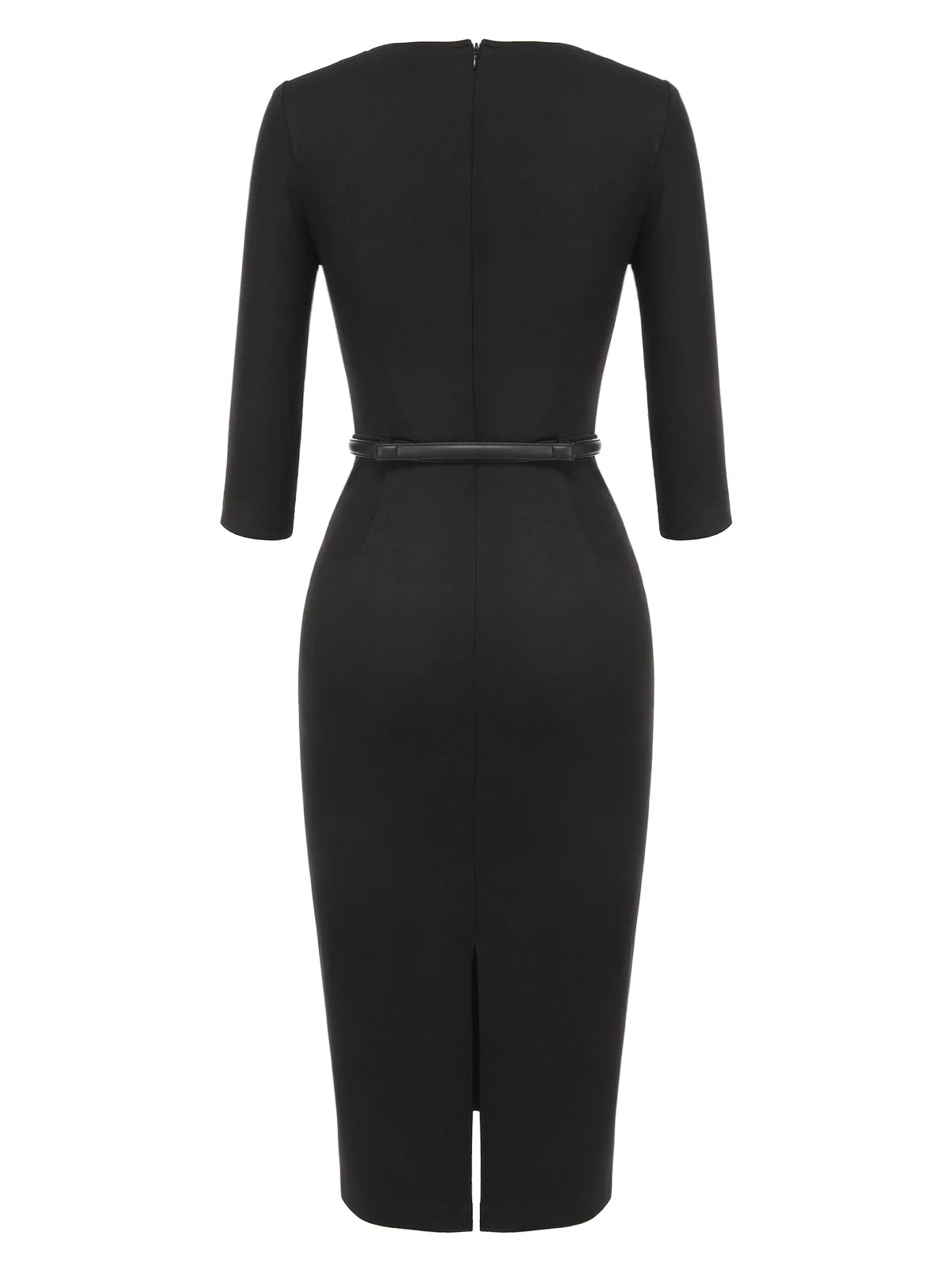 Robe crayon noire à col bateau uni des années 1960 - Image 5