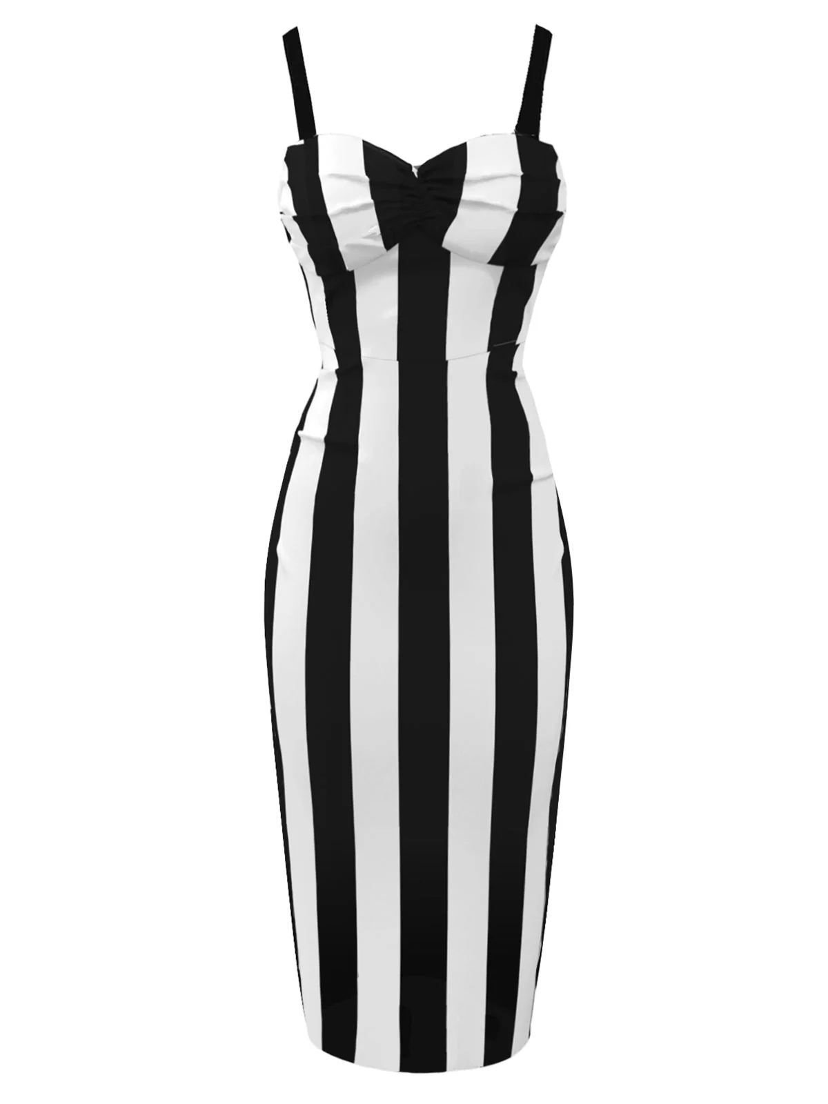 [Prévente] Robe crayon rose et noire à rayures verticales années 1960 - Image 4