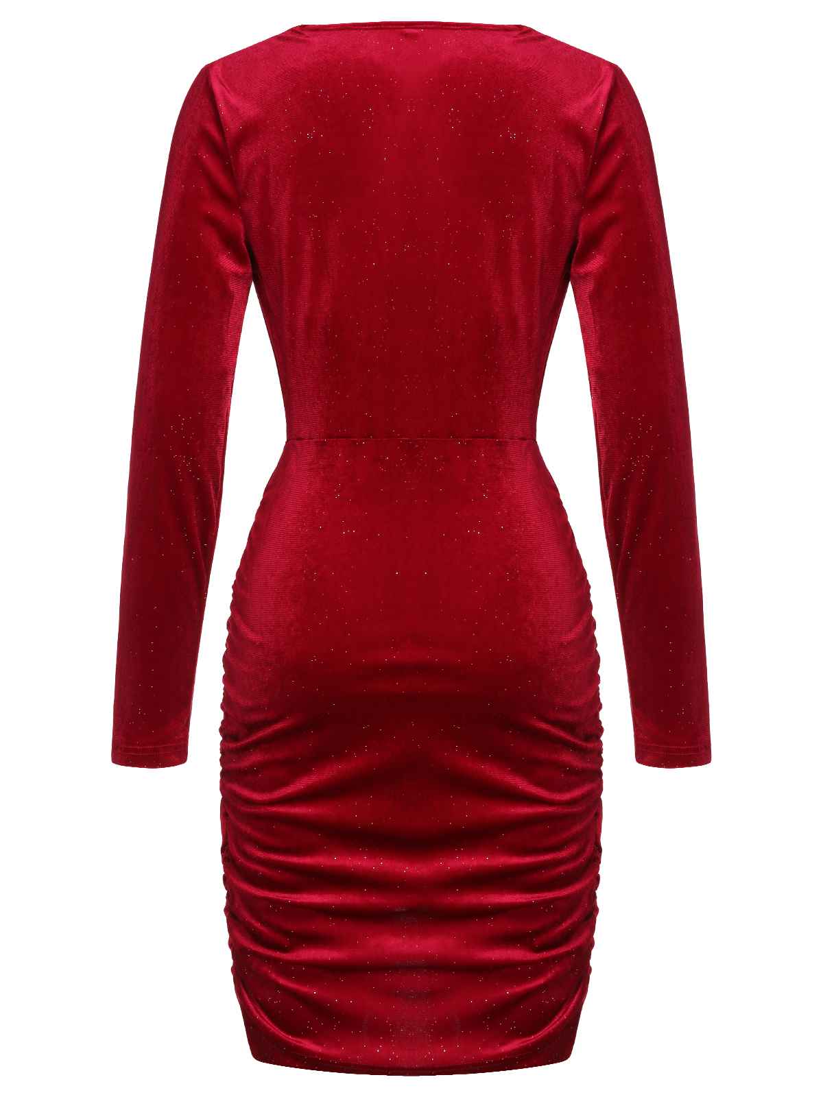 Robe crayon rouge en velours à col swing des années 1960 - Image 3