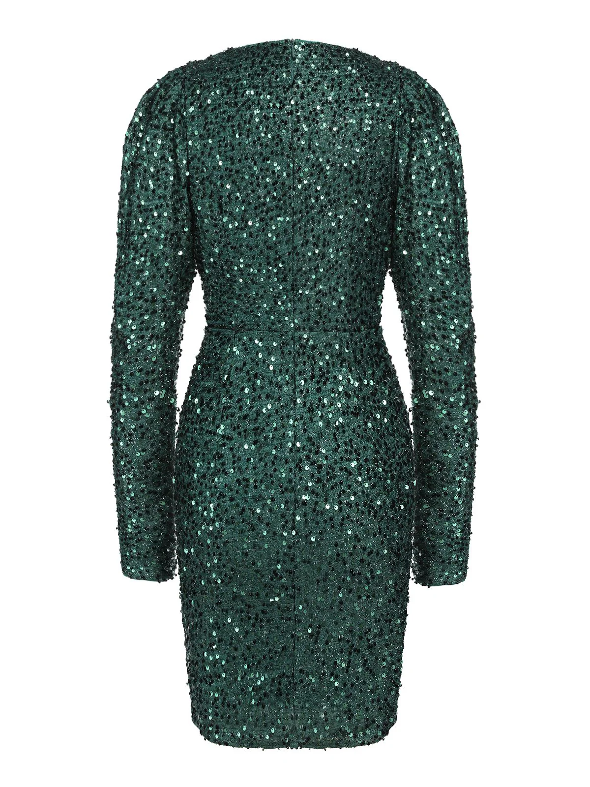 Robe crayon verte à paillettes et col en V des années 1960 - Image 4