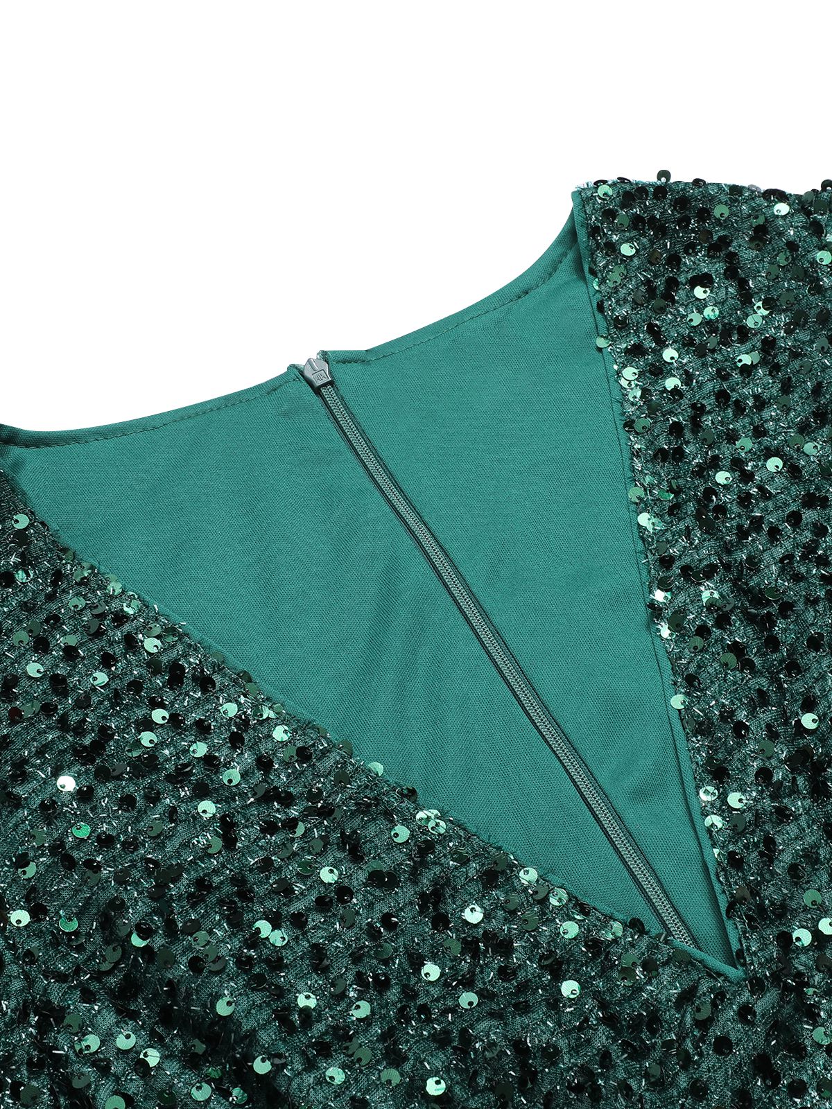 Robe crayon verte à paillettes et col en V des années 1960 - Image 7