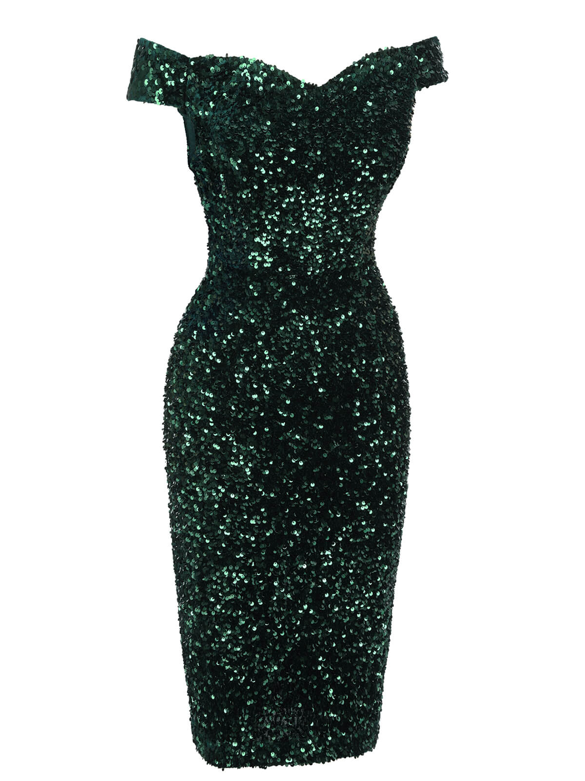 Robe crayon verte à épaules dénudées à paillettes des années 1960 - Image 3