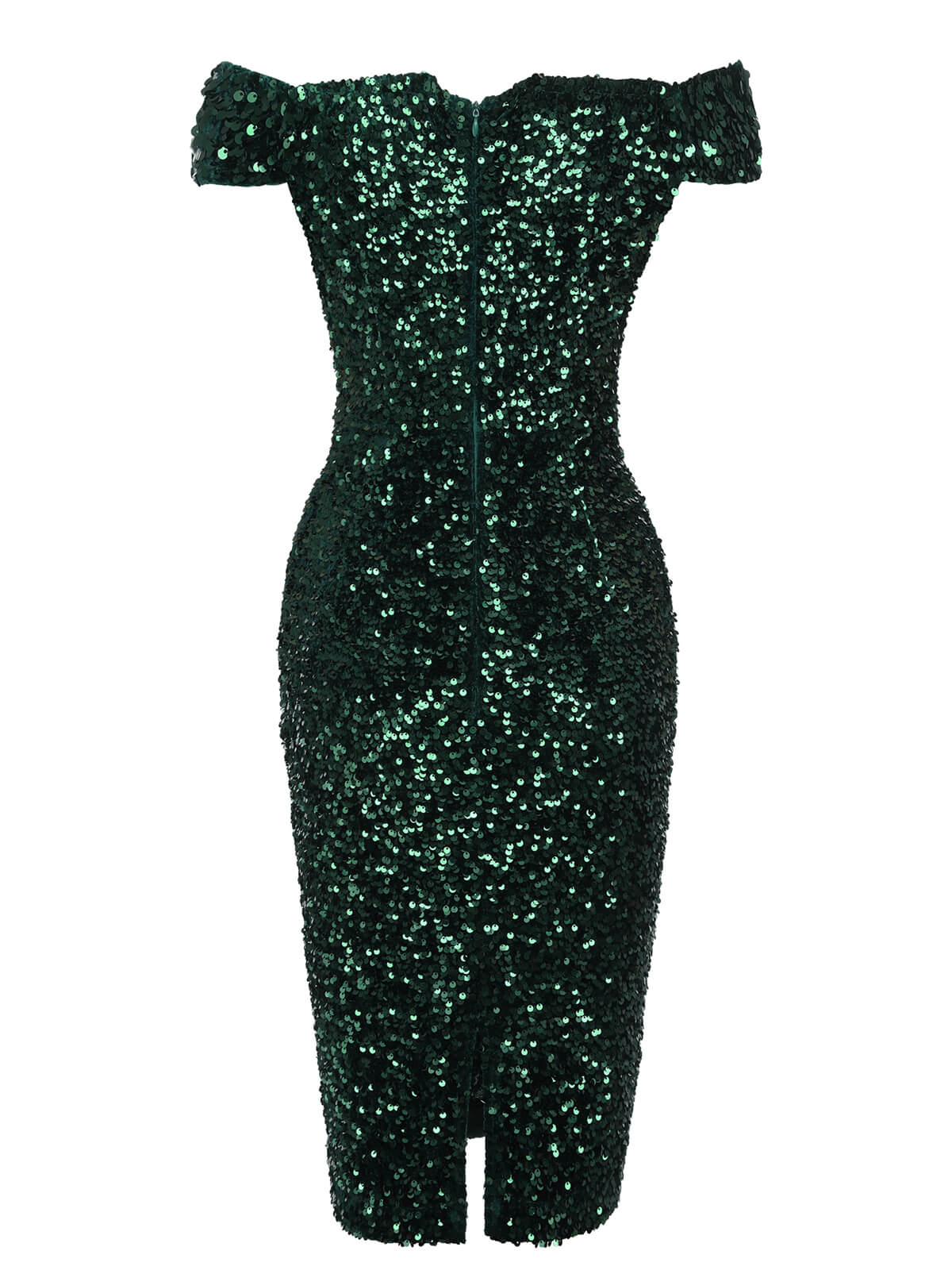 Robe crayon verte à épaules dénudées à paillettes des années 1960 - Image 4