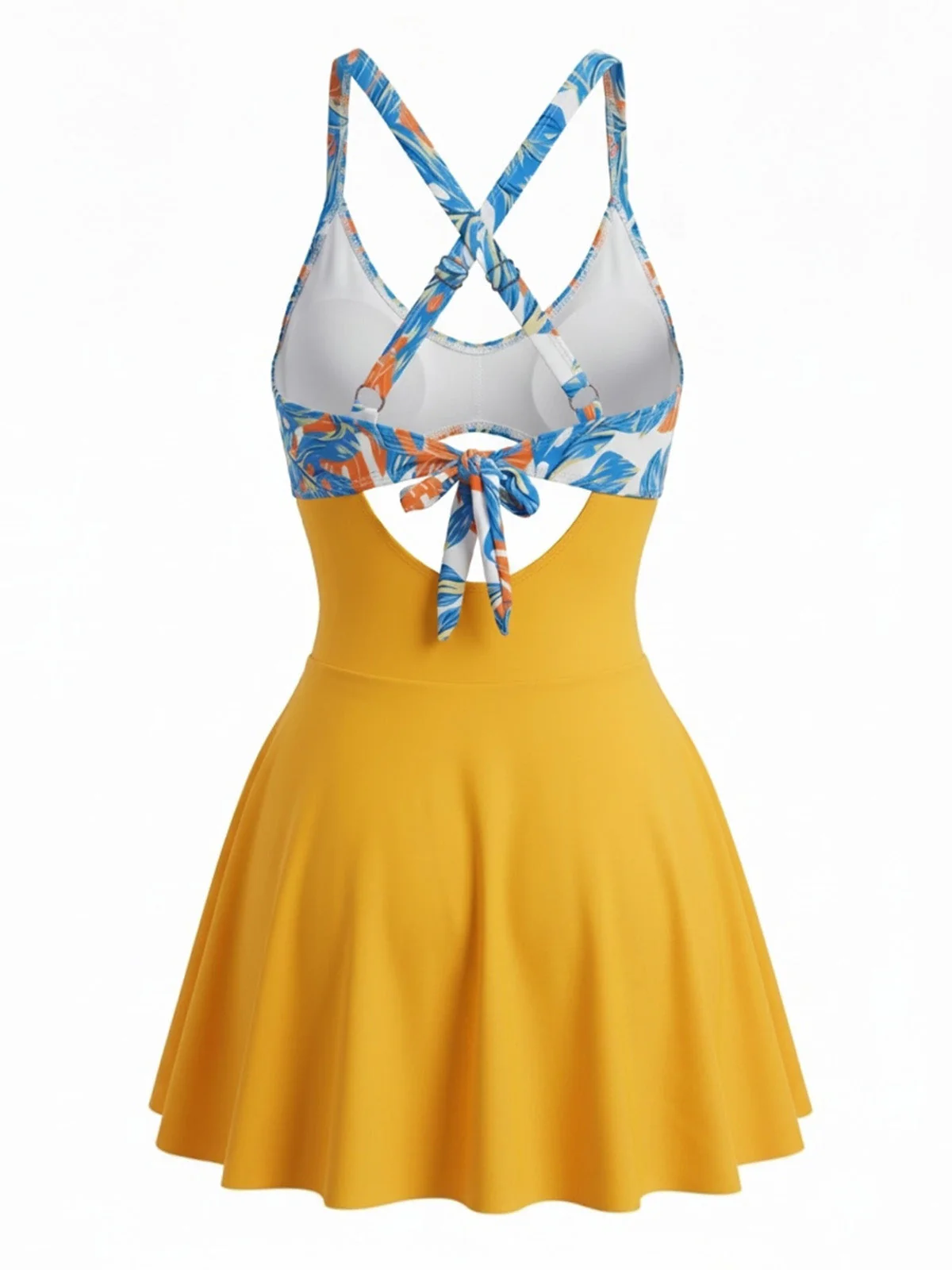 Robe de bain colorblock motif floral et découpes années 50 - Image 5