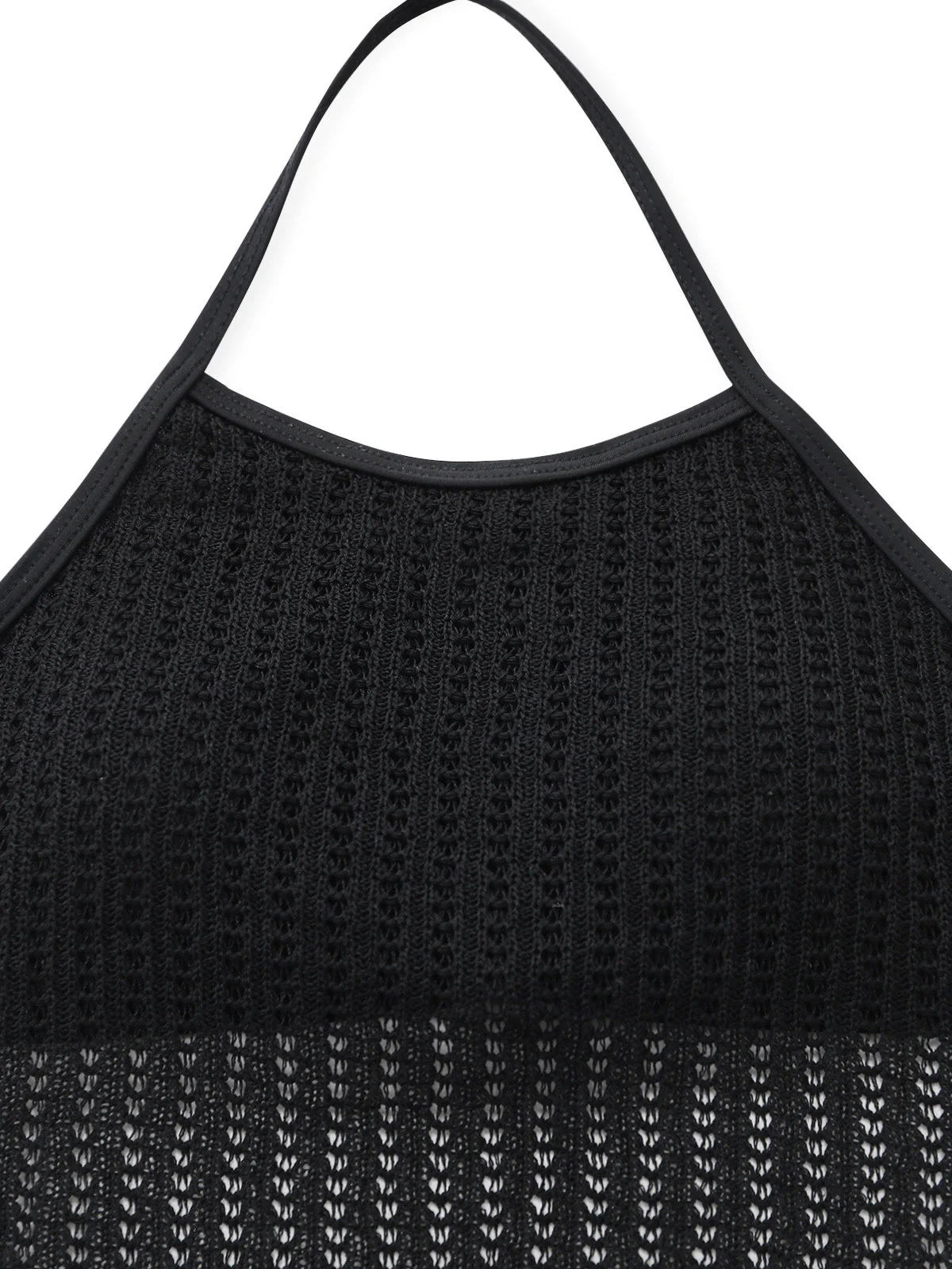 Robe de bain noire sans manches au dos croisé et crocheté années 80 - Image 4