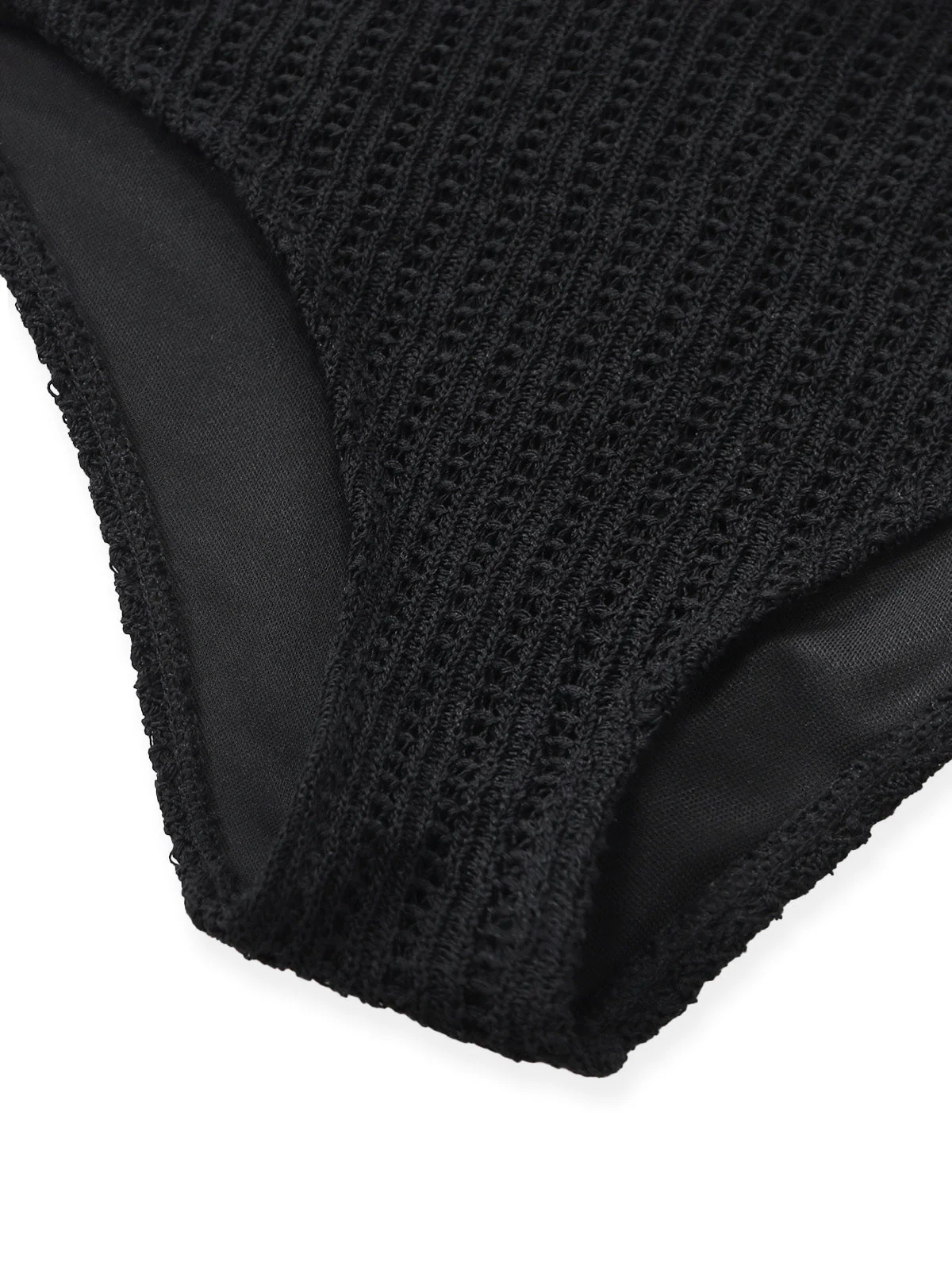 Robe de bain noire sans manches au dos croisé et crocheté années 80 - Image 6