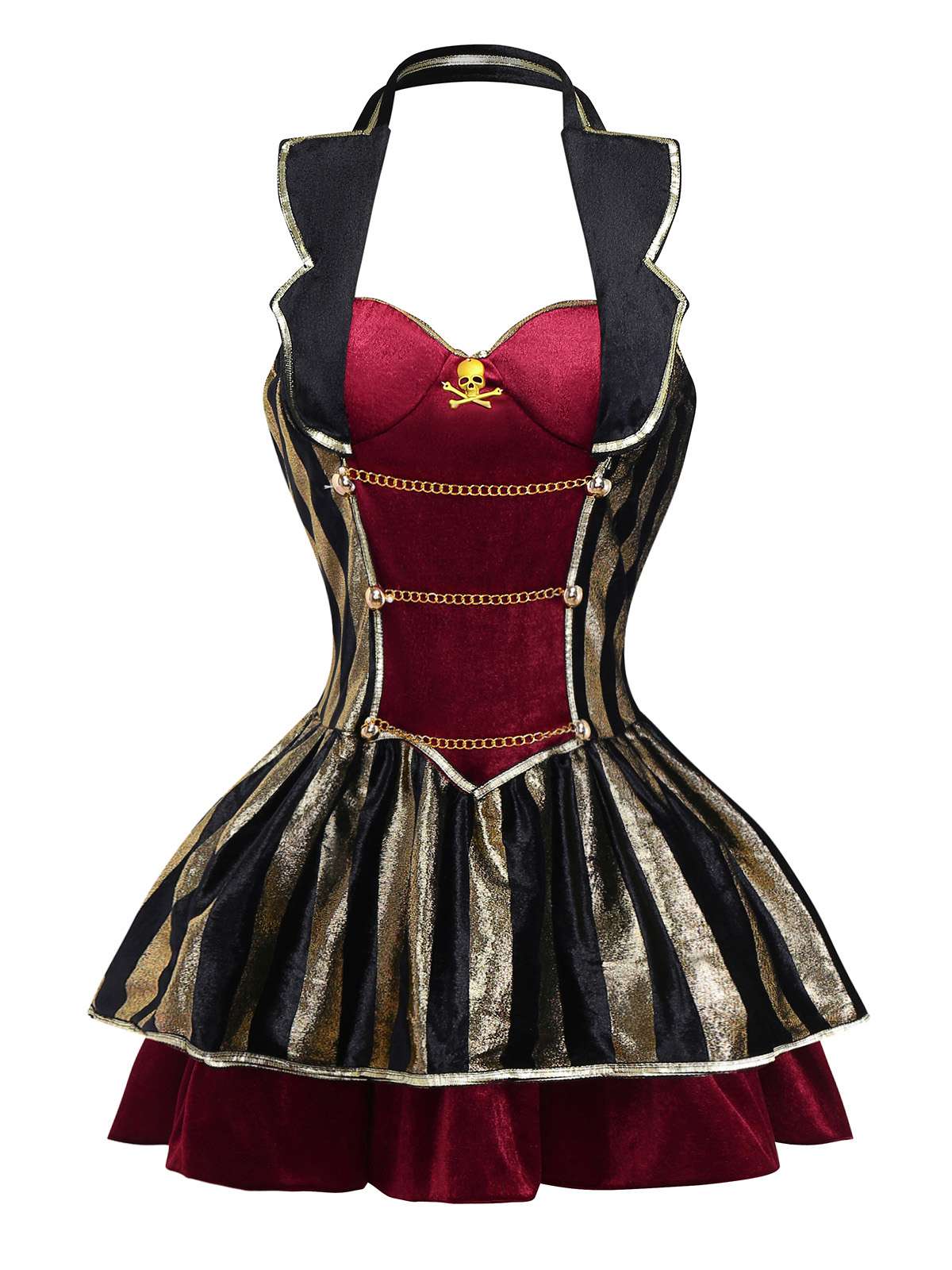 Robe de capitaine pirate Halloween en velours rouge vin des années 1970 - Image 2