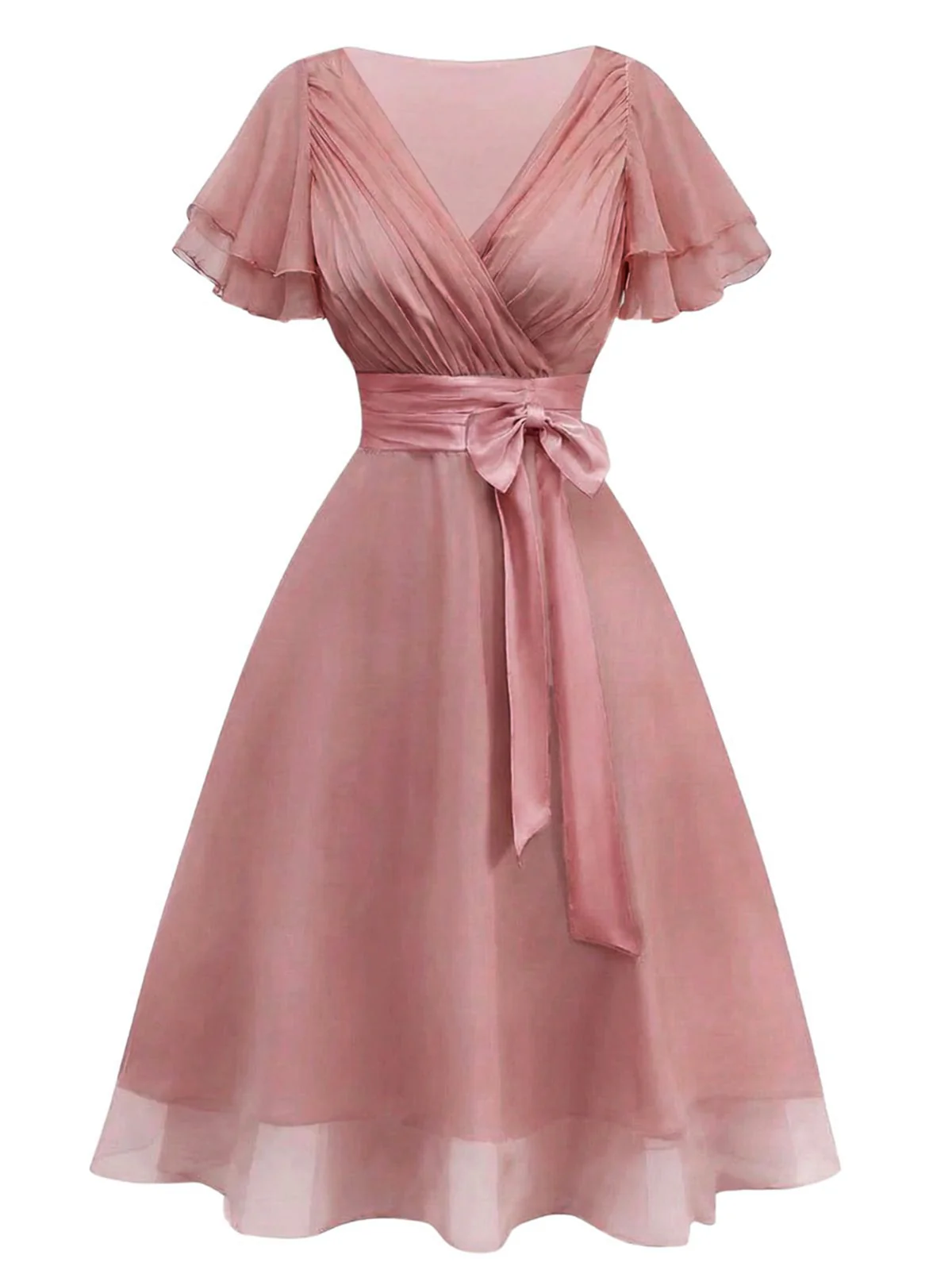 Robe de cocktail champagne en tulle satiné années 1950 - Image 13