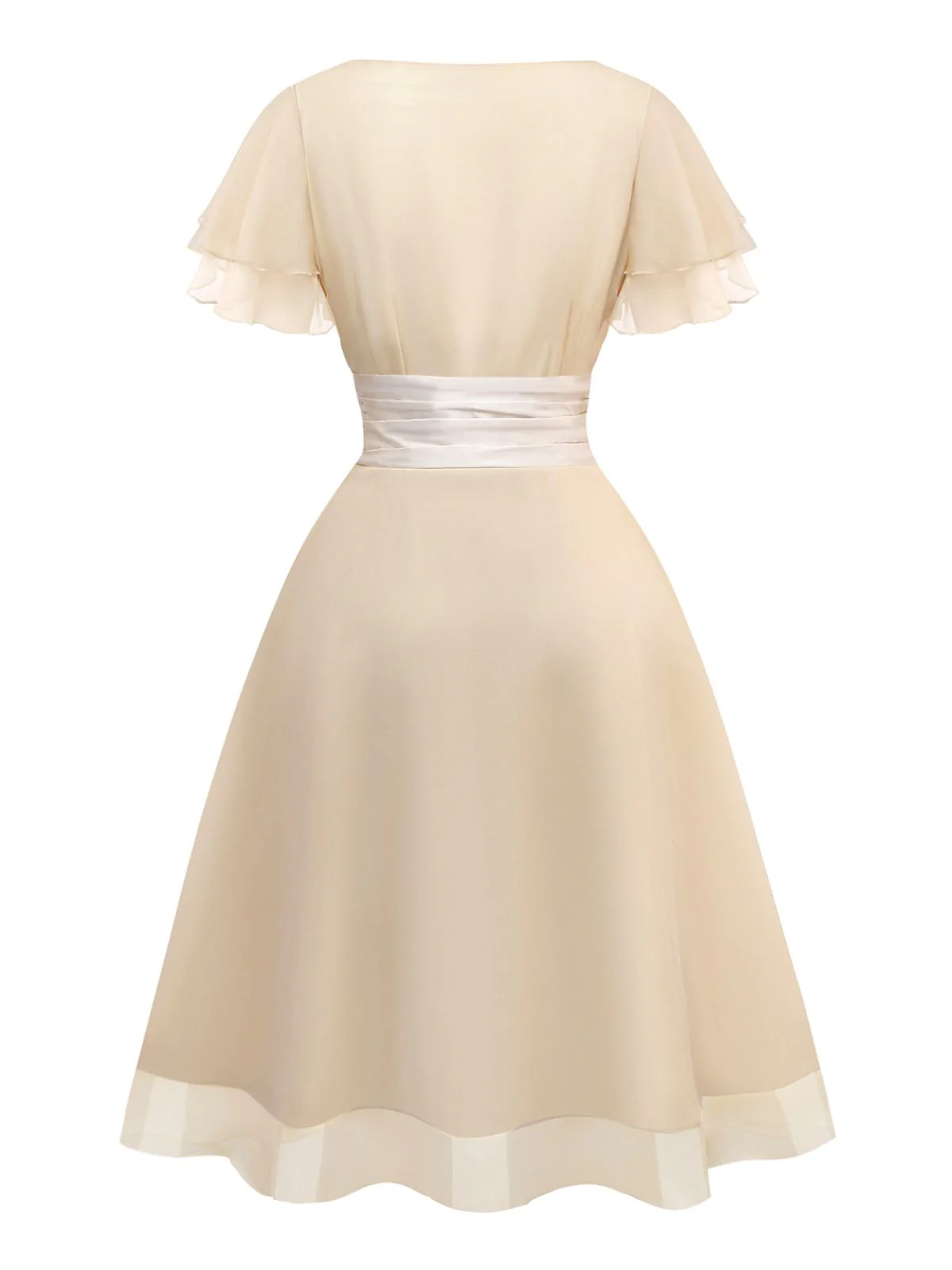 Robe de cocktail champagne en tulle satiné 1950s - Image 12
