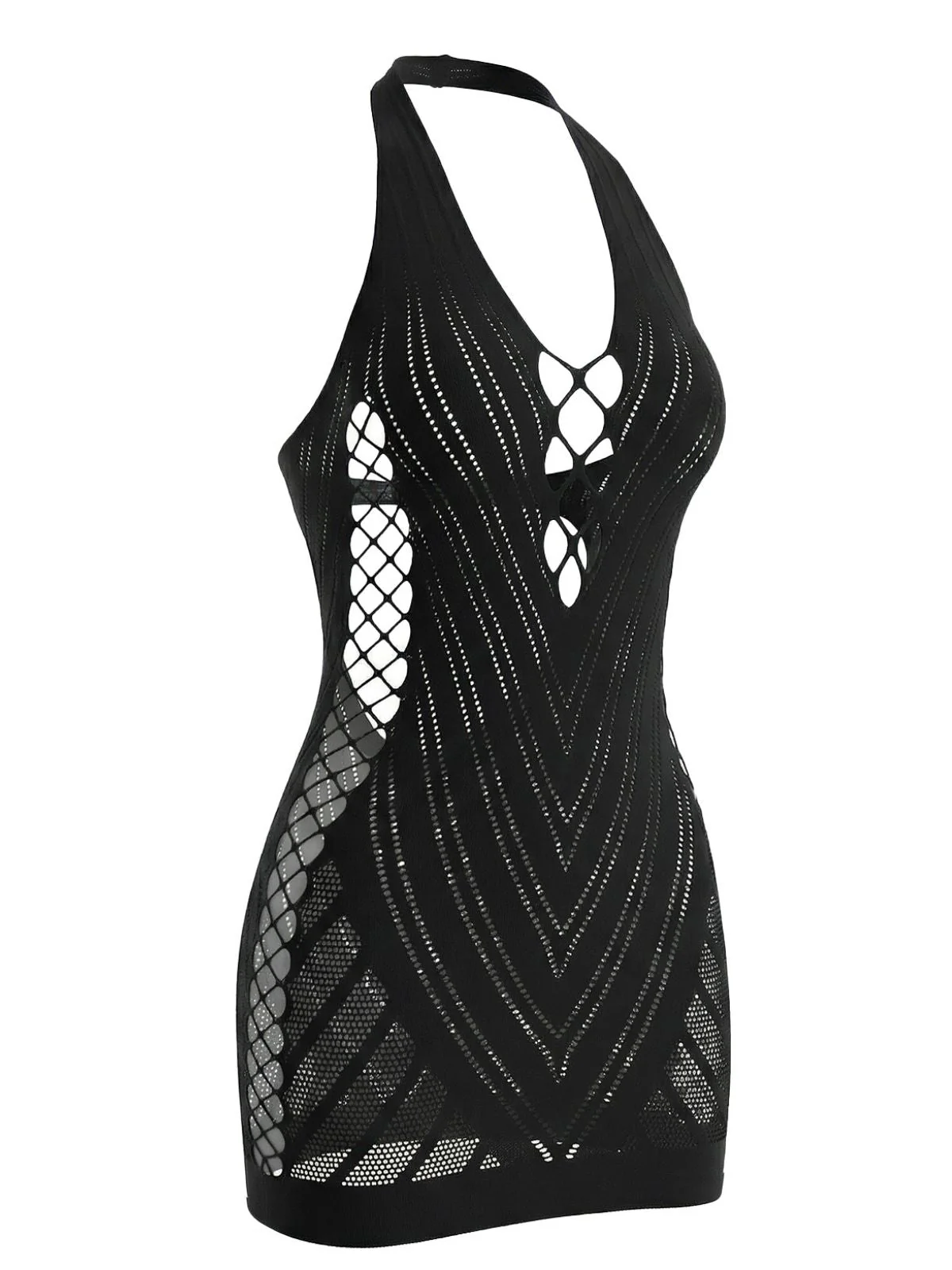 Robe de lingerie mini en résille à décolleté dos nu années 1960 - Image 3