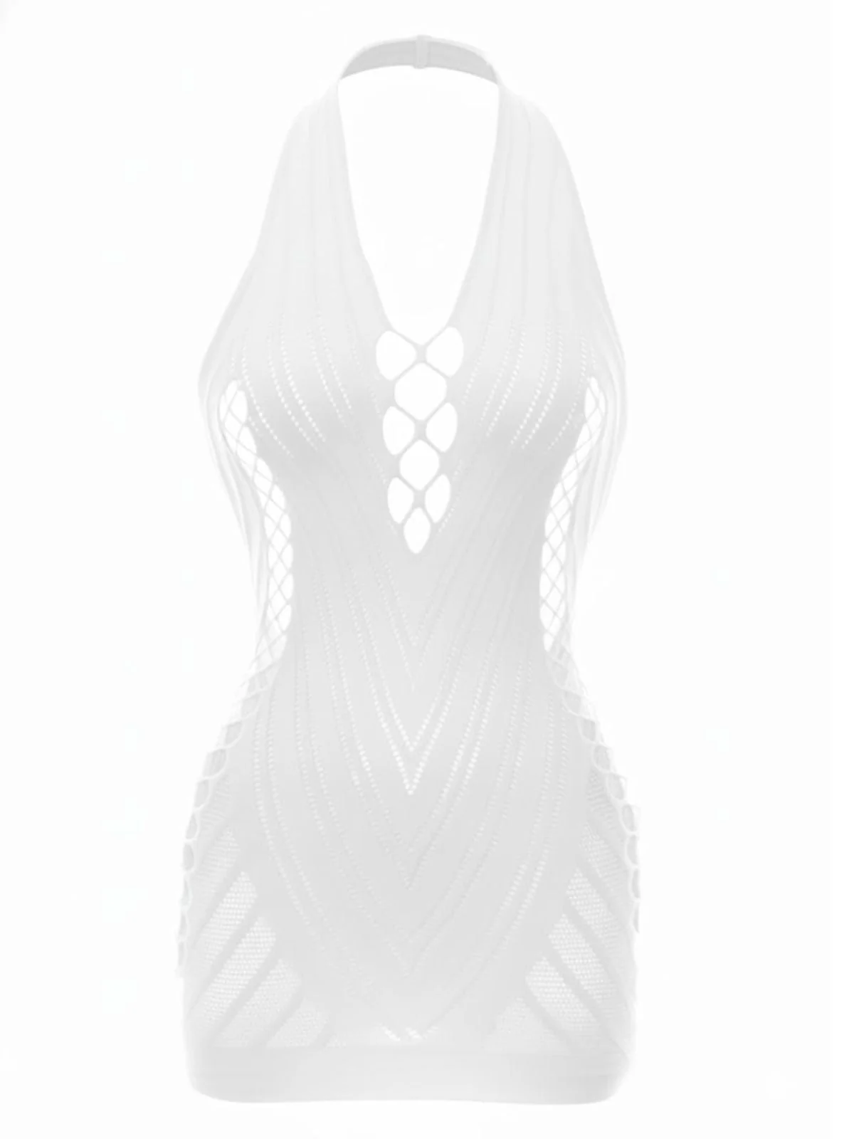 Robe de lingerie mini en résille à décolleté dos nu années 1960 - Image 6