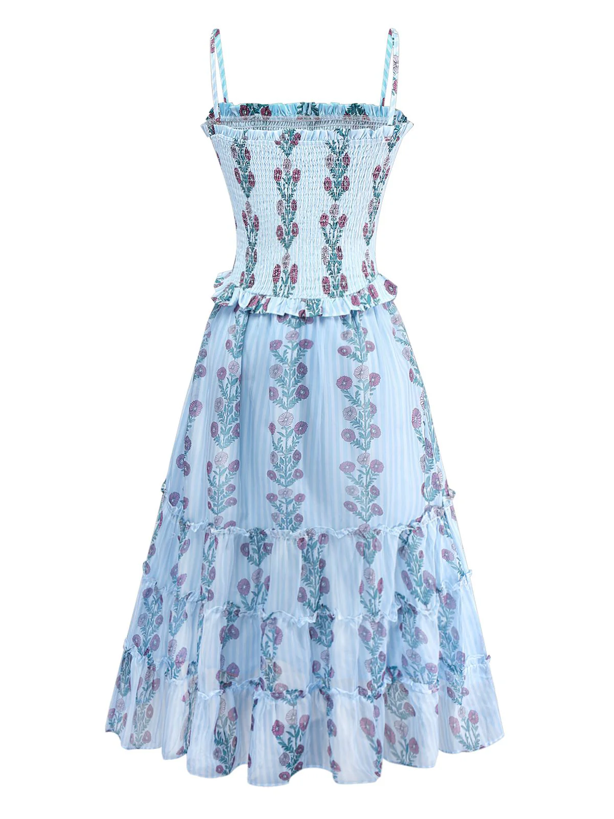 Robe de maille marguerite à bretelles à smocks des années 1940 - Image 4