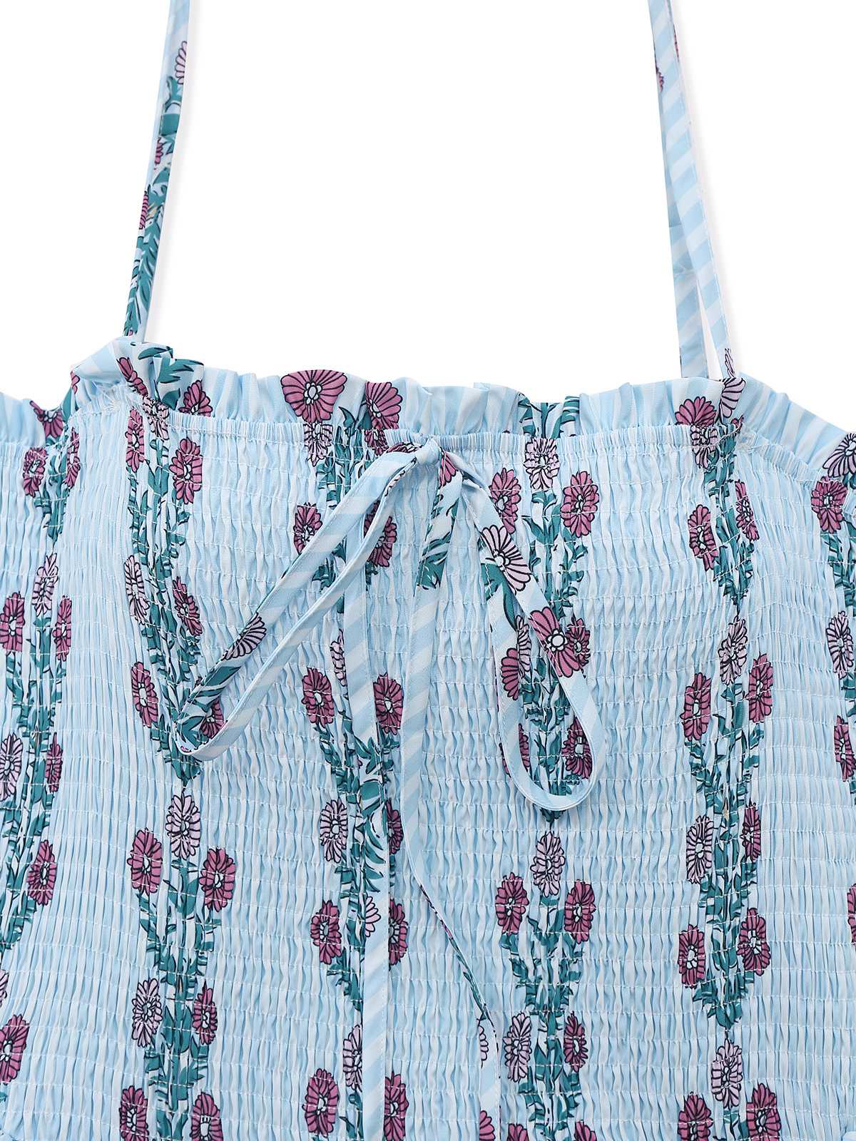 Robe de maille marguerite à bretelles à smocks des années 1940 - Image 5