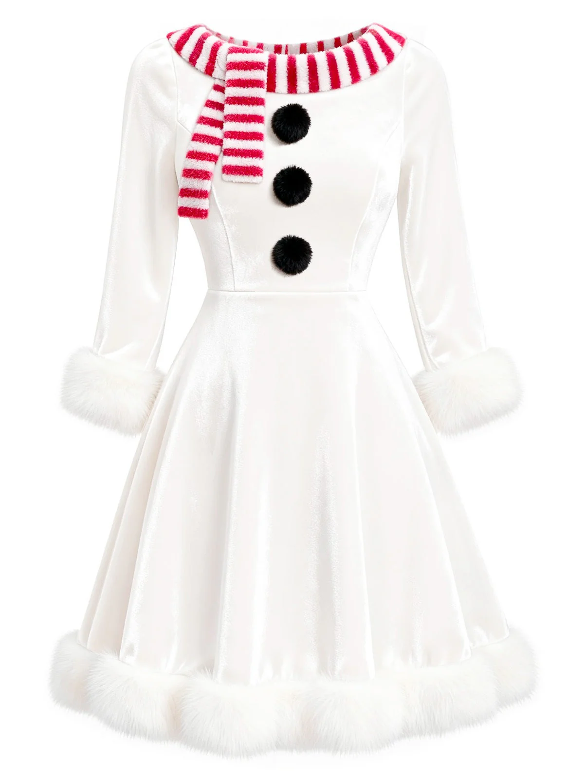 Robe de Noël en velours blanche bonhomme de neige années 1950 - Image 3