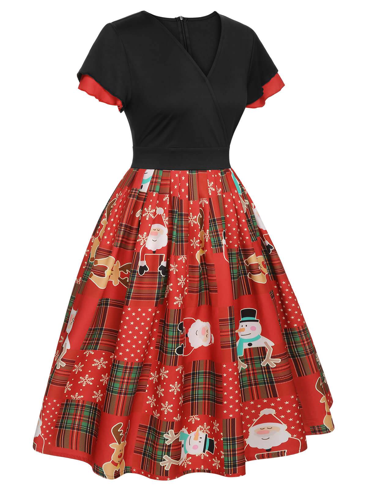 Robe de Noël rouge à carreaux des années 1950 - Image 3
