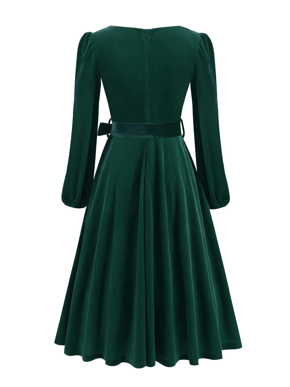 Robe de Noël en velours col carré manches longues des années 1950 - Image 2