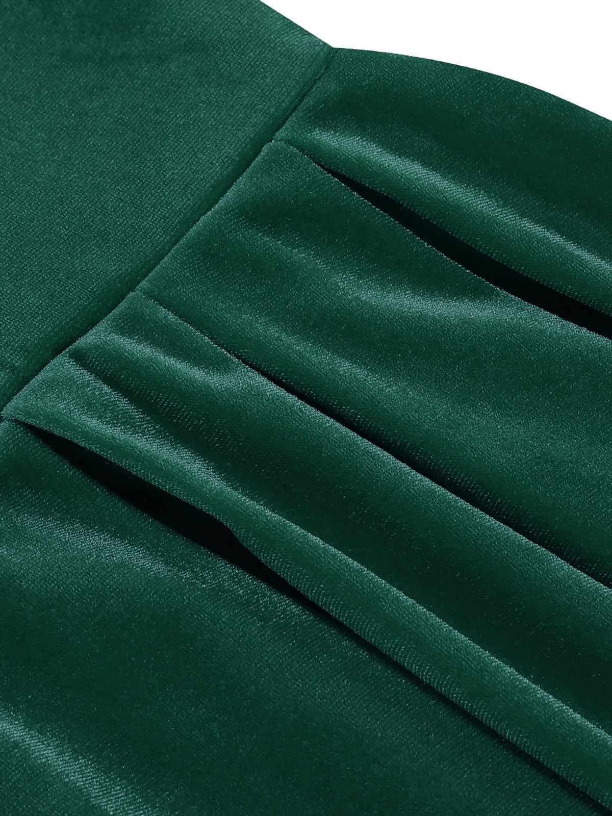 Robe de Noël en velours col carré manches longues des années 1950 - Image 4