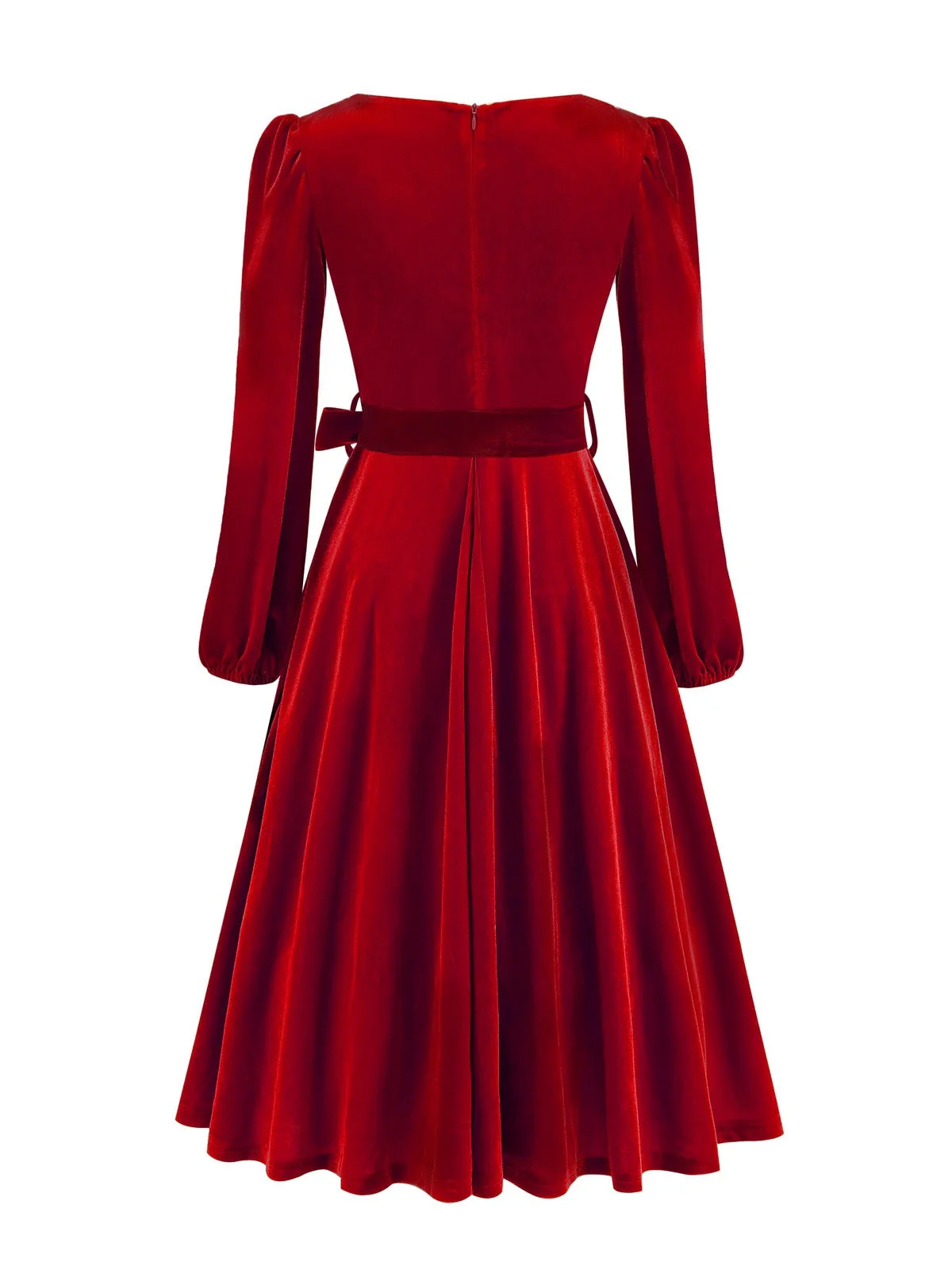 Robe de Noël en velours col carré manches longues des années 1950 - Image 7