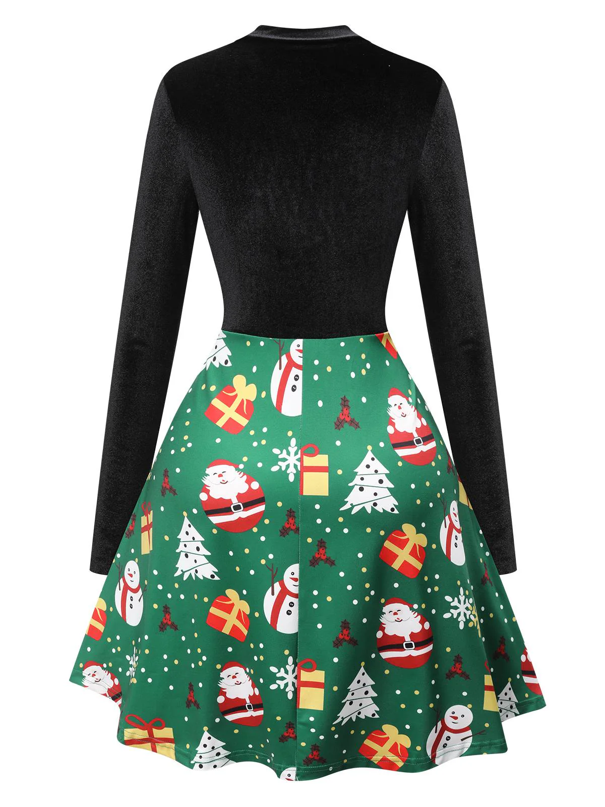 Robe de Noël noire en velours à col montant des années 1950 - Image 3