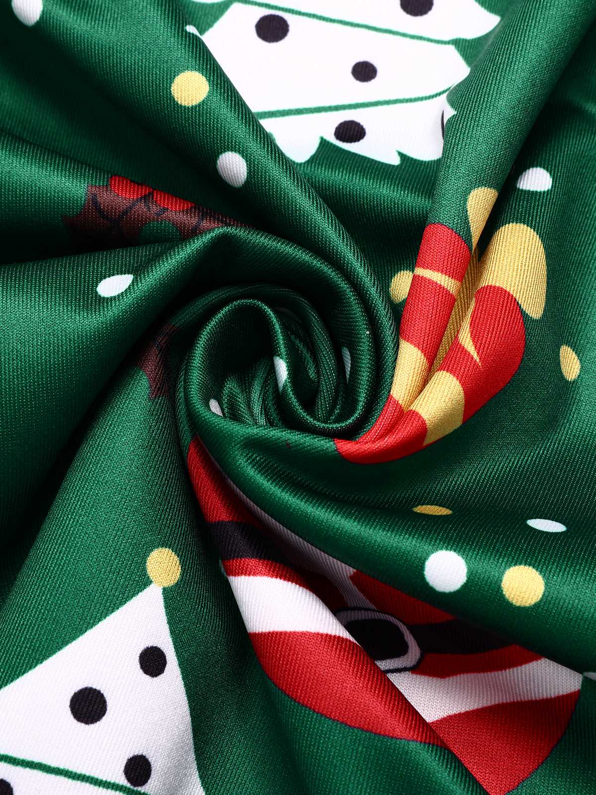 Robe de Noël noire en velours à col montant des années 1950 - Image 4