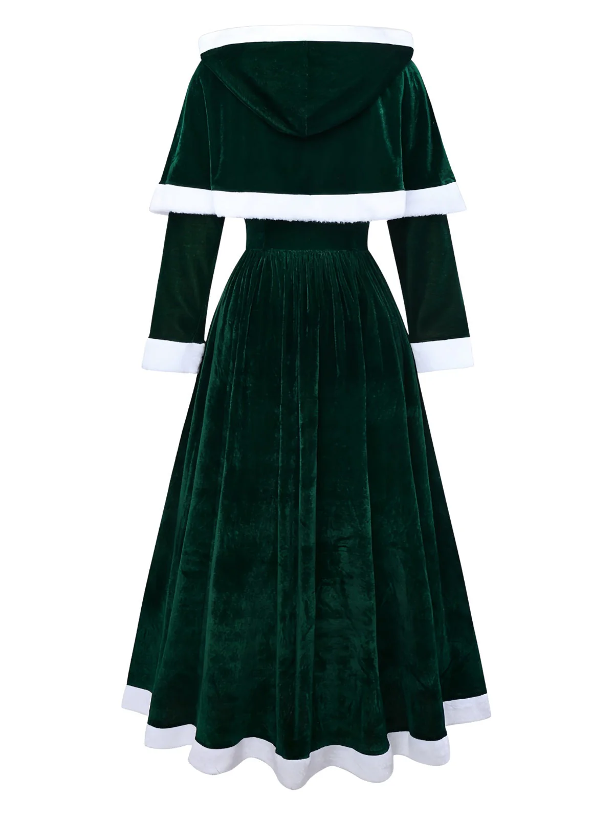 Robe de Noël rouge en velours avec cape du Père Noël des années 1930 - Image 6