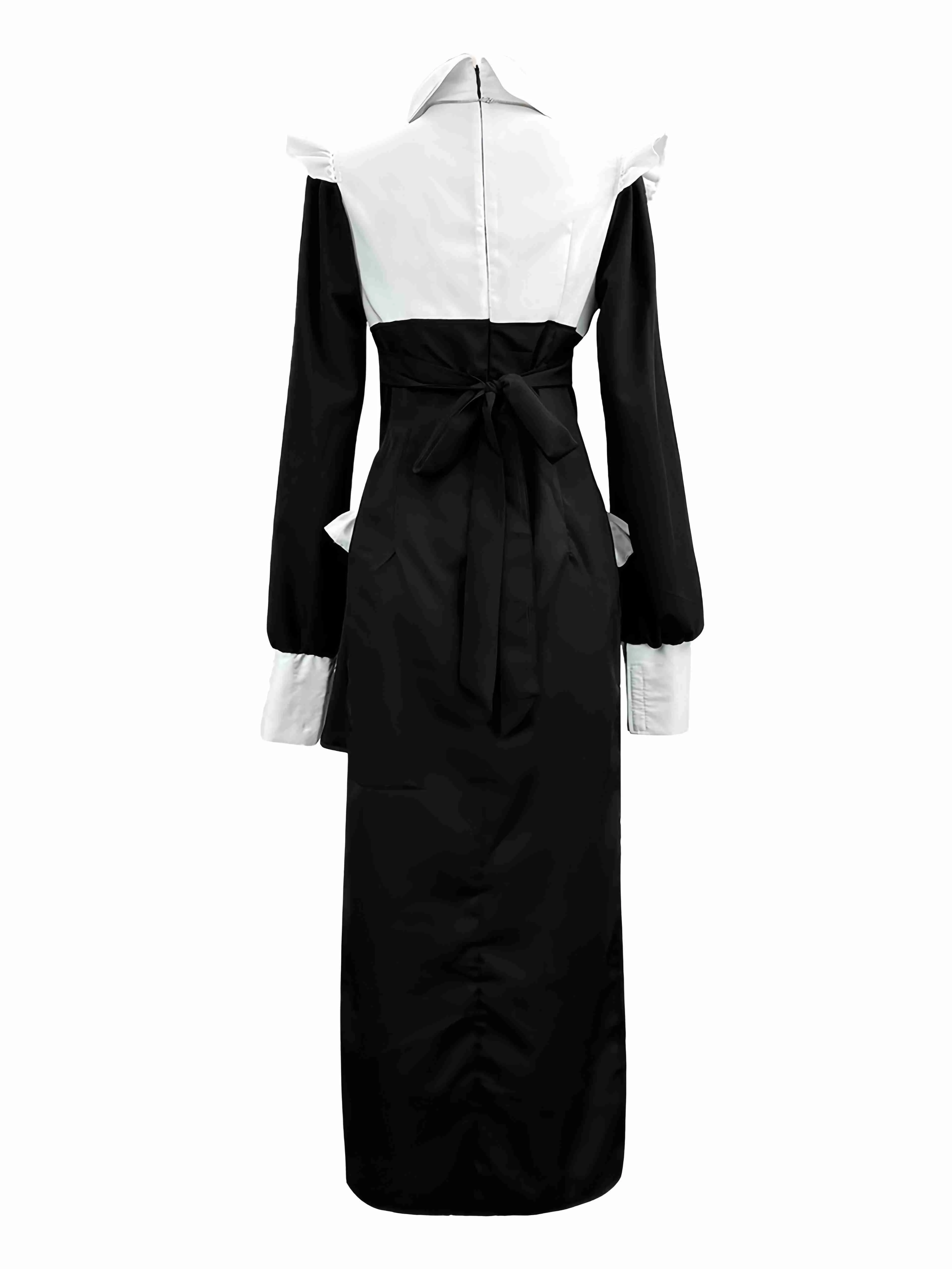 Robe de nonne colorblock noire et blanche des années 1960 - Image 2