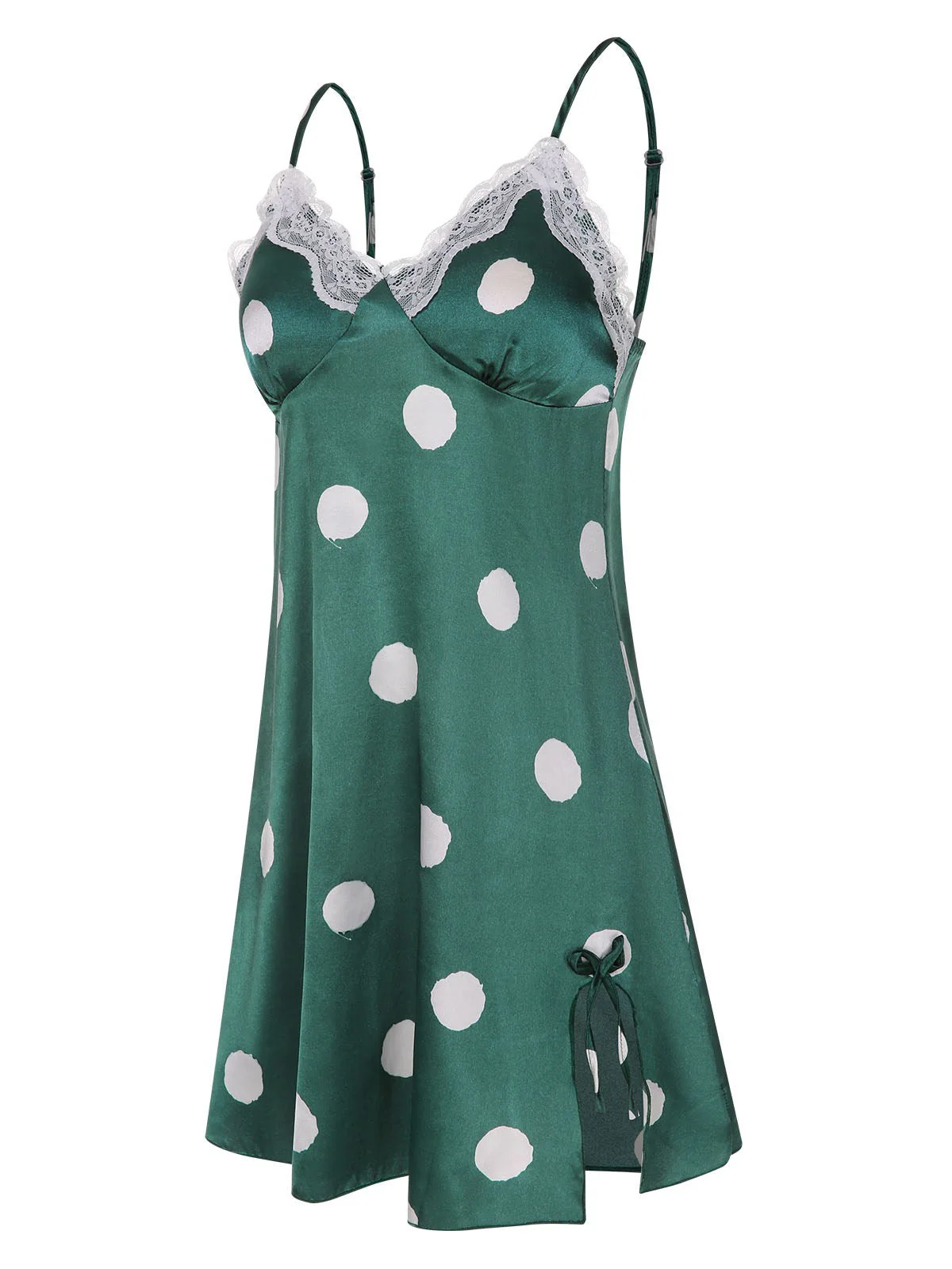 Robe de nuit à bretelles spaghetti en dentelle à pois des années 1950 - Image 3