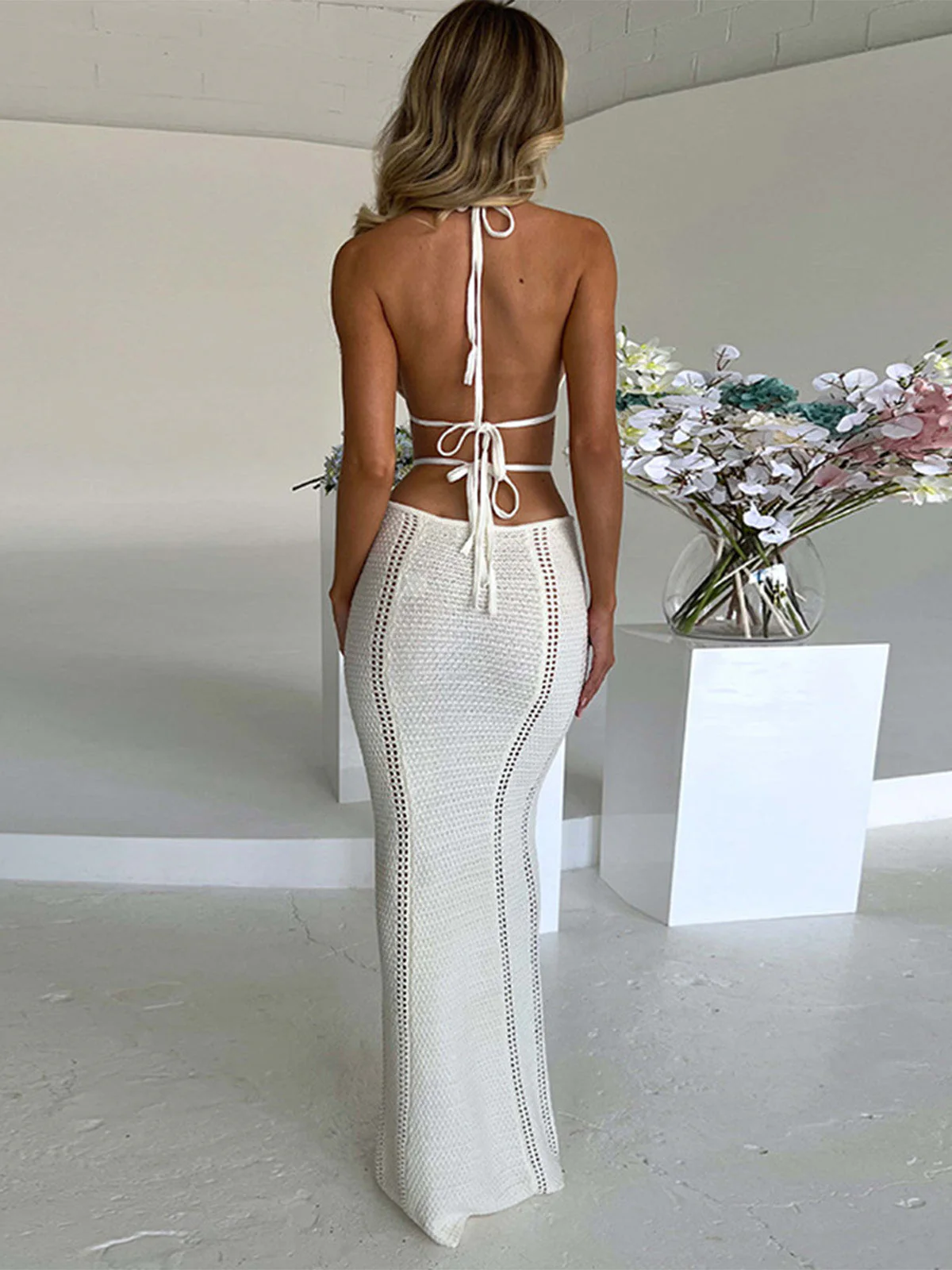 Robe de plage crochet coupe dos nu et ajourée années 1930 - Image 12