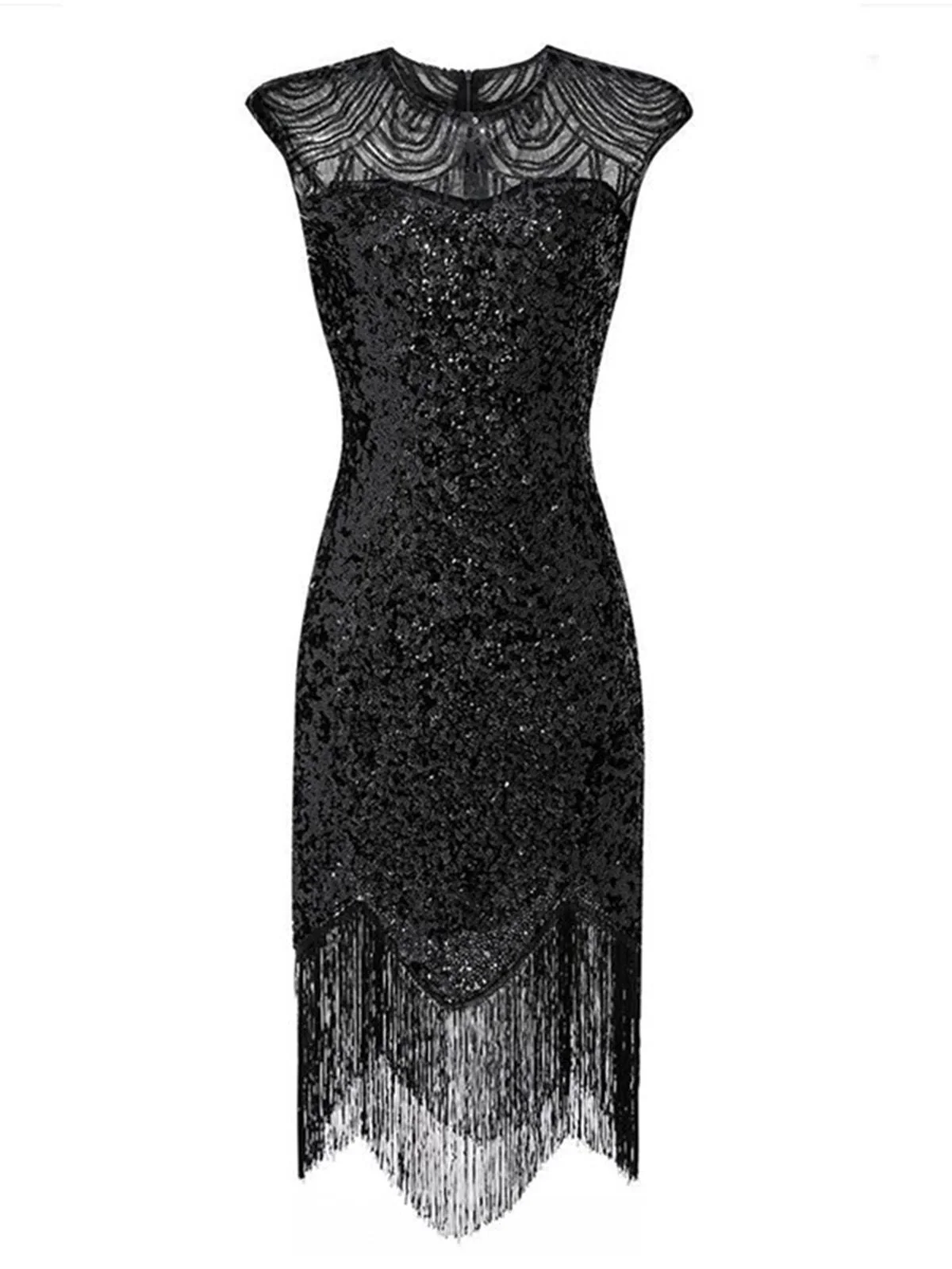 Robe de soirée à paillettes et franges des années 1920 - Image 7