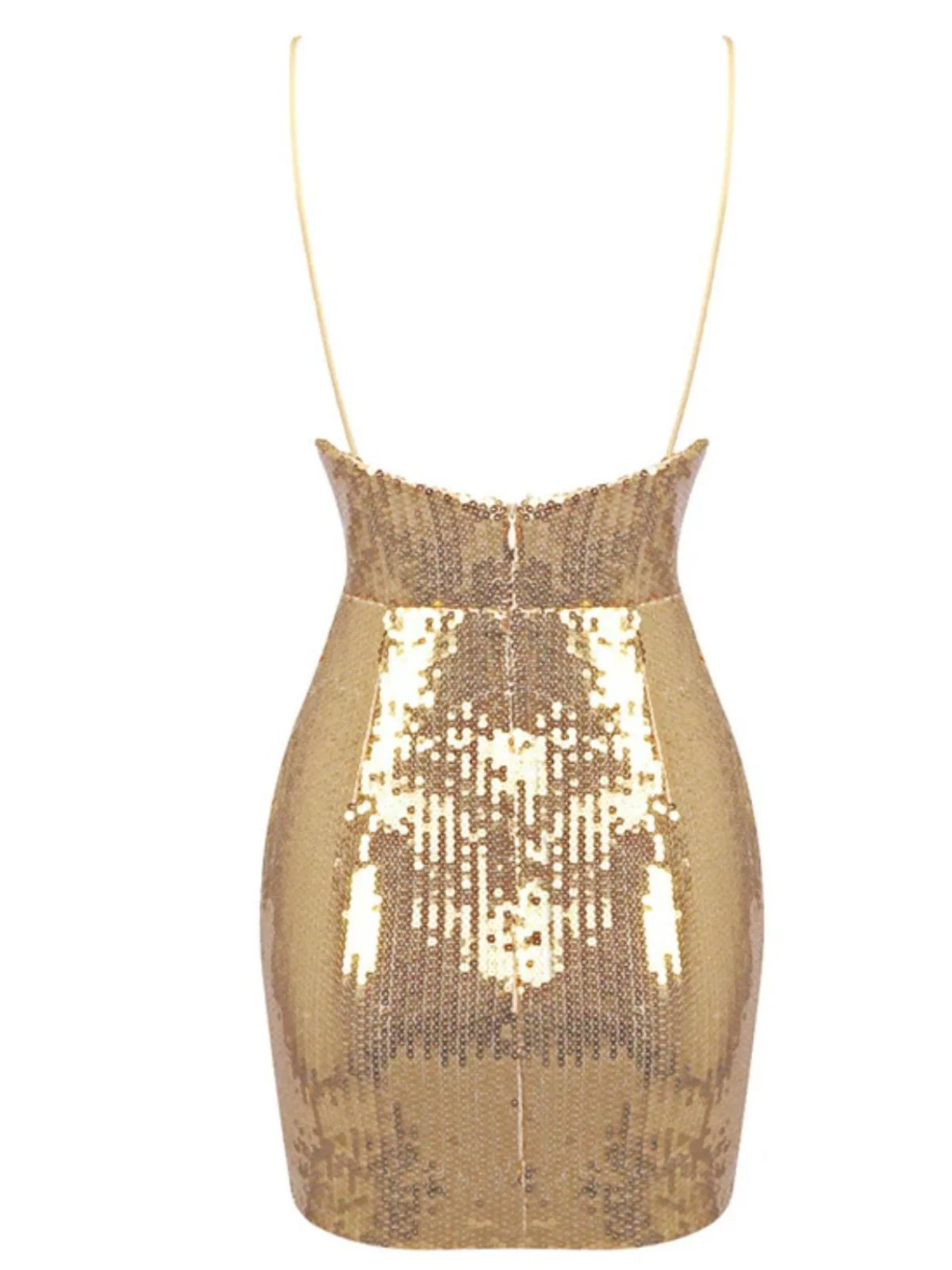 Robe de soirée courte à paillettes dorées années 1970 - Image 3