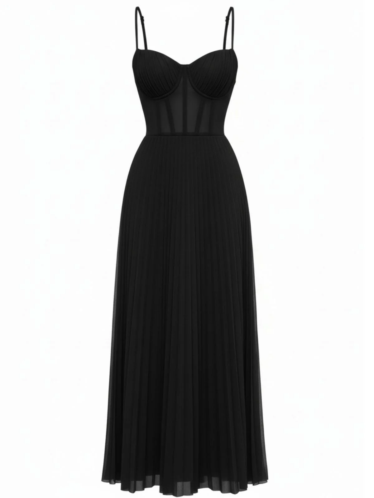 Robe de soirée plissée unie bretelles années 1930 - Image 7