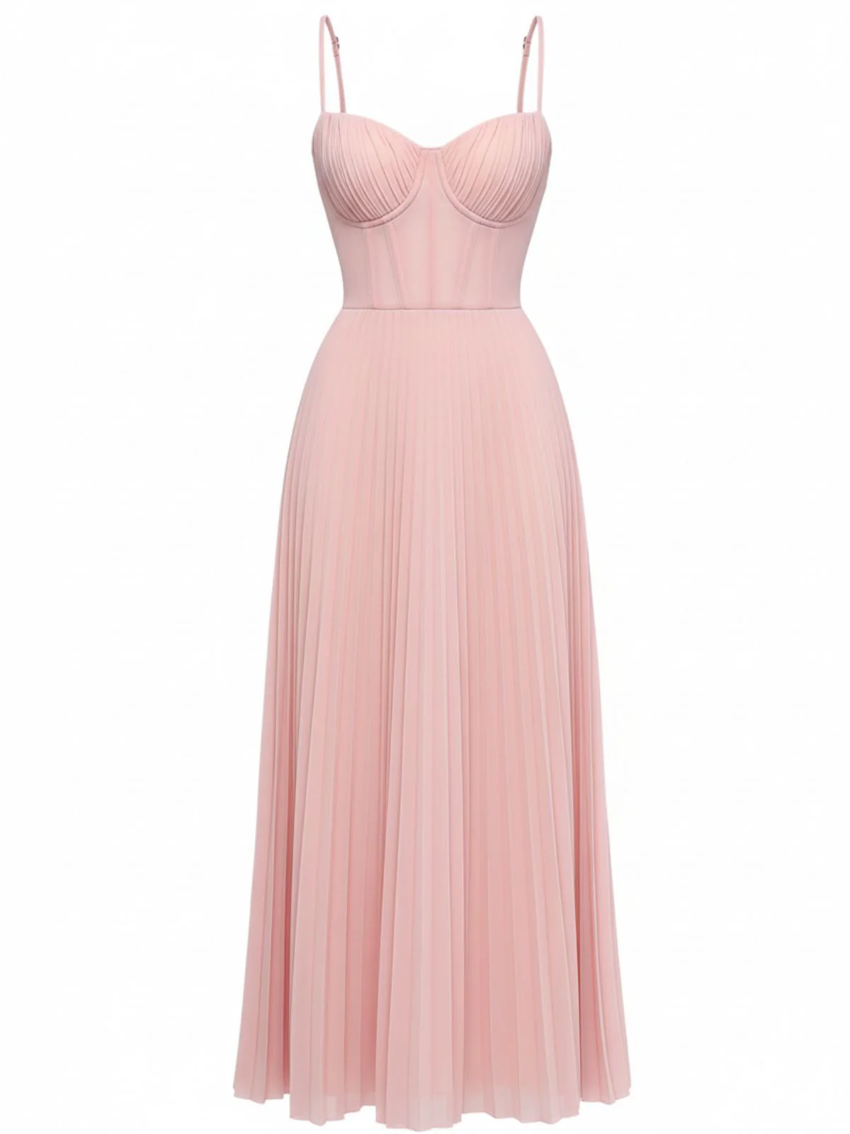 Robe de soirée plissée unie bretelles années 1930 - Image 2