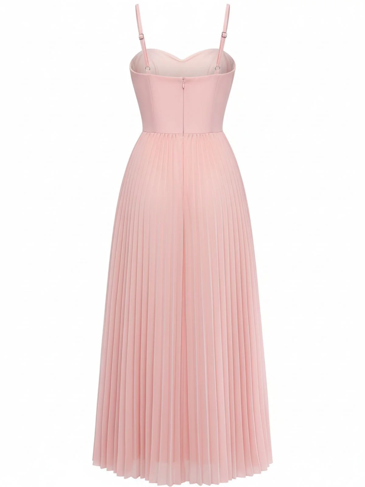 Robe de soirée plissée unie bretelles années 1930 - Image 3